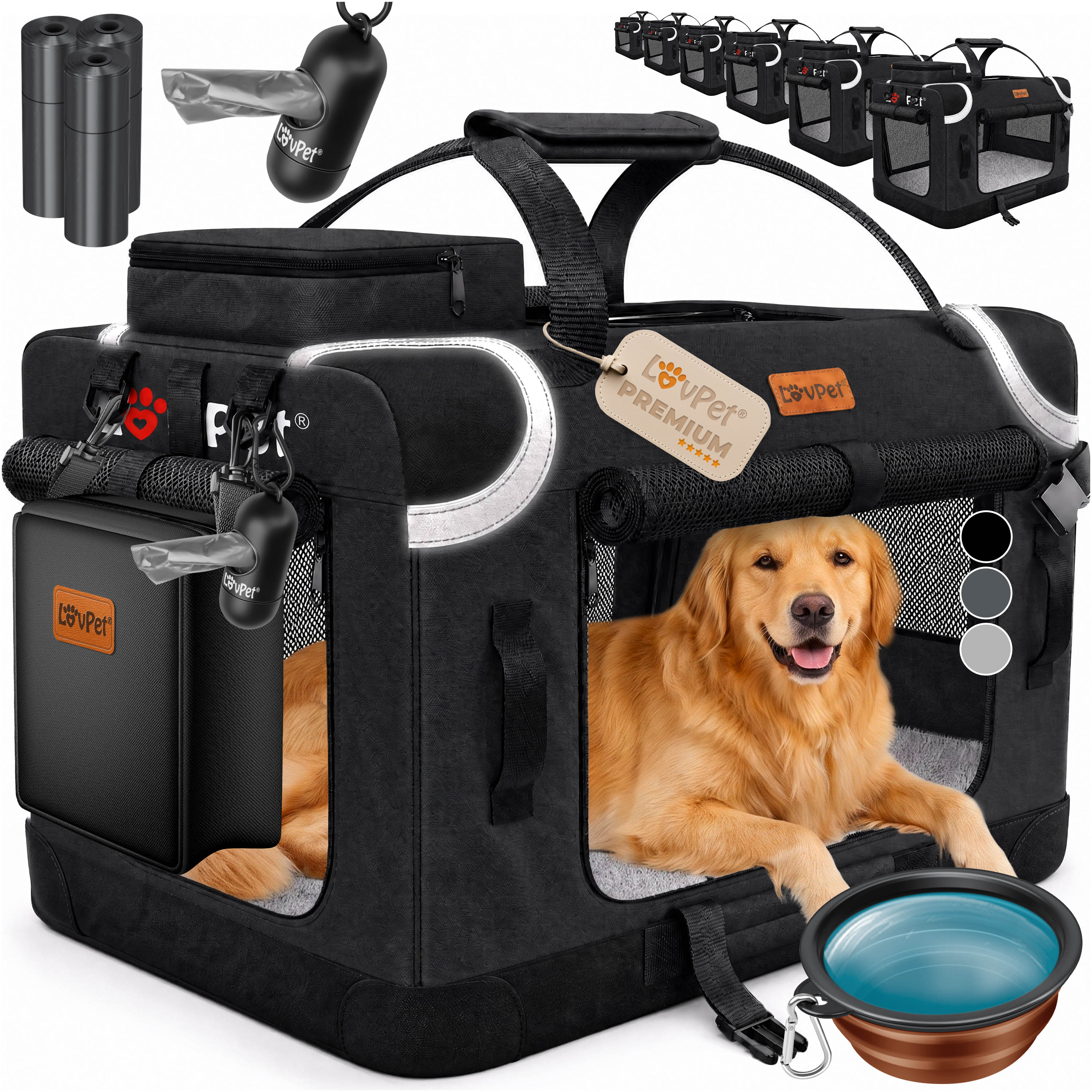LOVPET&reg; Hundebox Hundetransportbox faltbar Inkl.Hundenapf Transporttasche Hundetasche Transportbox f&uuml;r Haustiere, Hunde und Katzen Haustiertransportbox 