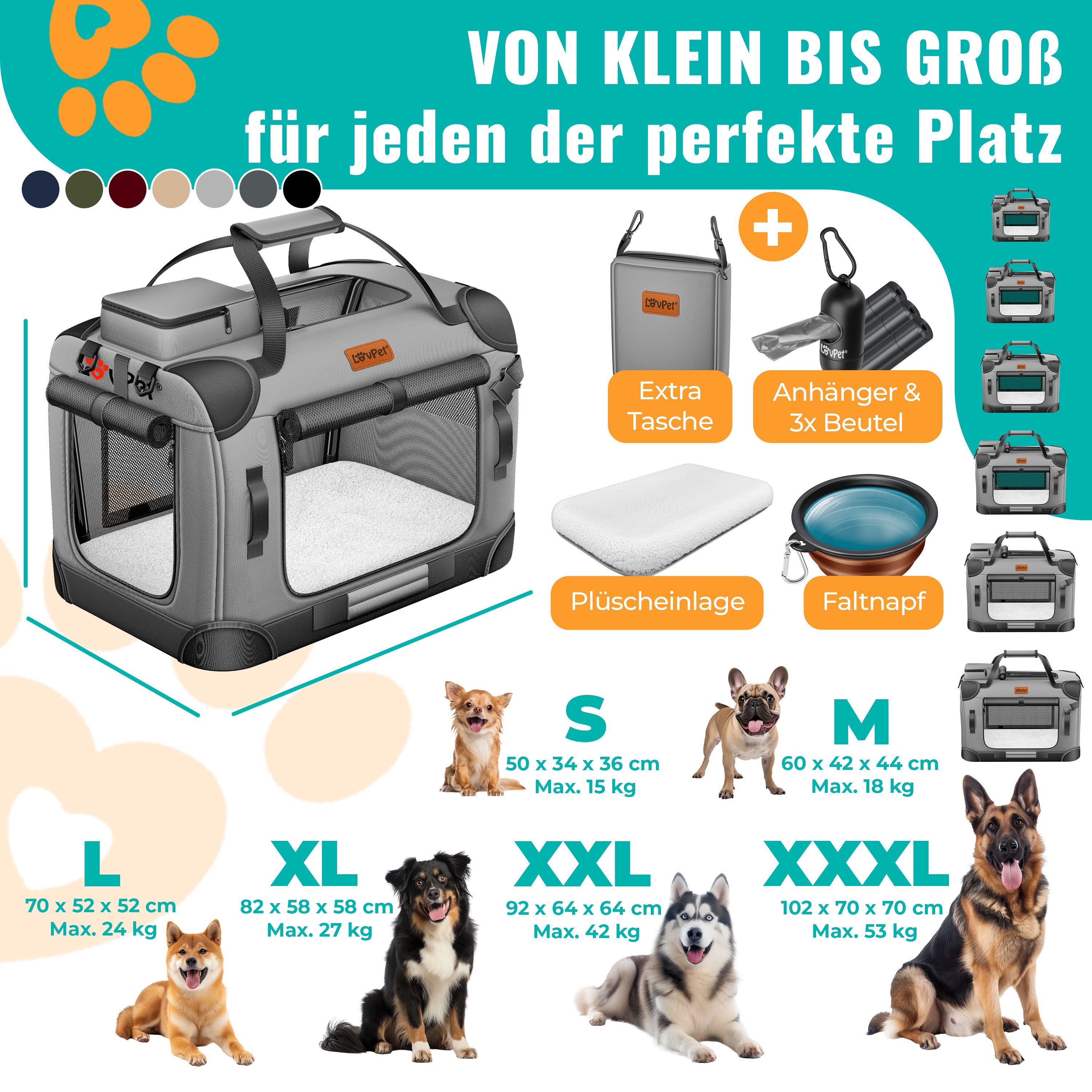 LOVPET® Hundebox Hundetransportbox faltbar