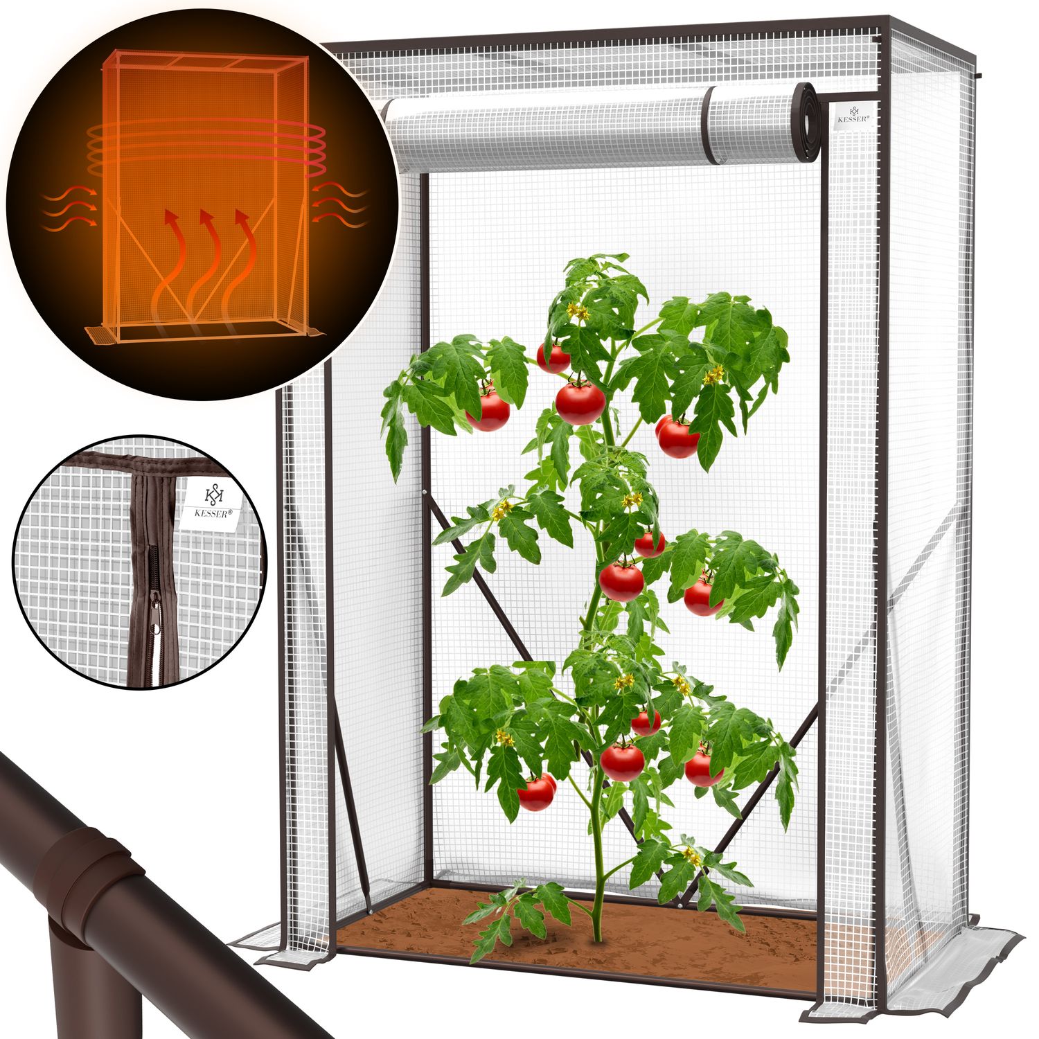 KESSER&reg; Premium Tomatengew&auml;chshaus Foliengew&auml;chshaus, Gew&auml;chshaus klein, Tomatenhaus, Treibhaus mit T&uuml;r zum Aufrollen - 100 x 50 x 150 cm Fr&uuml;hbeet, Gem&uuml;se, Blumen, Obst, Garten 