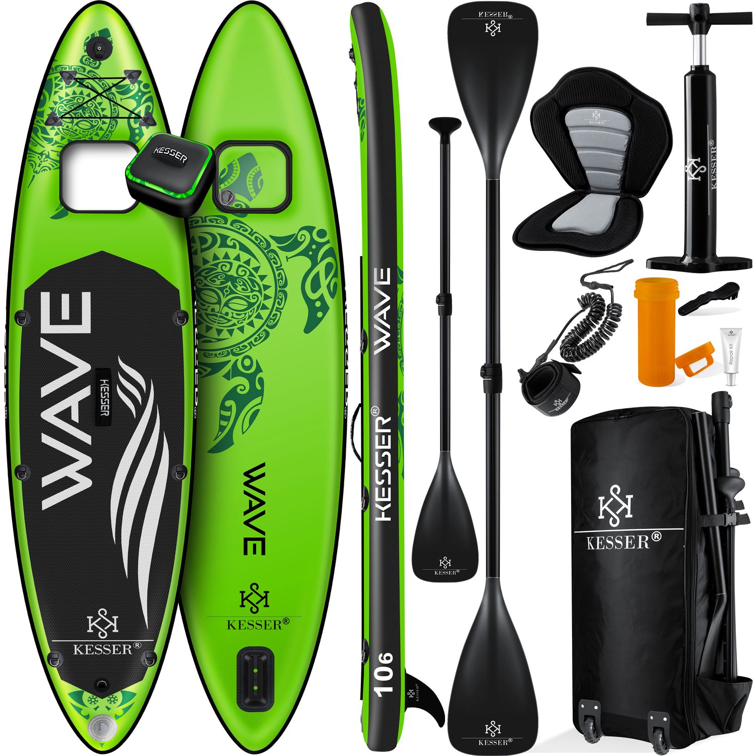 KESSER&reg; SUP Board Aufblasbar Set mit Sichtfenster Stand Up Paddle Board Premium Surfboard Wassersport | 6 Zoll Dick  | Komplettes Zubeh&ouml;r | 130kg 