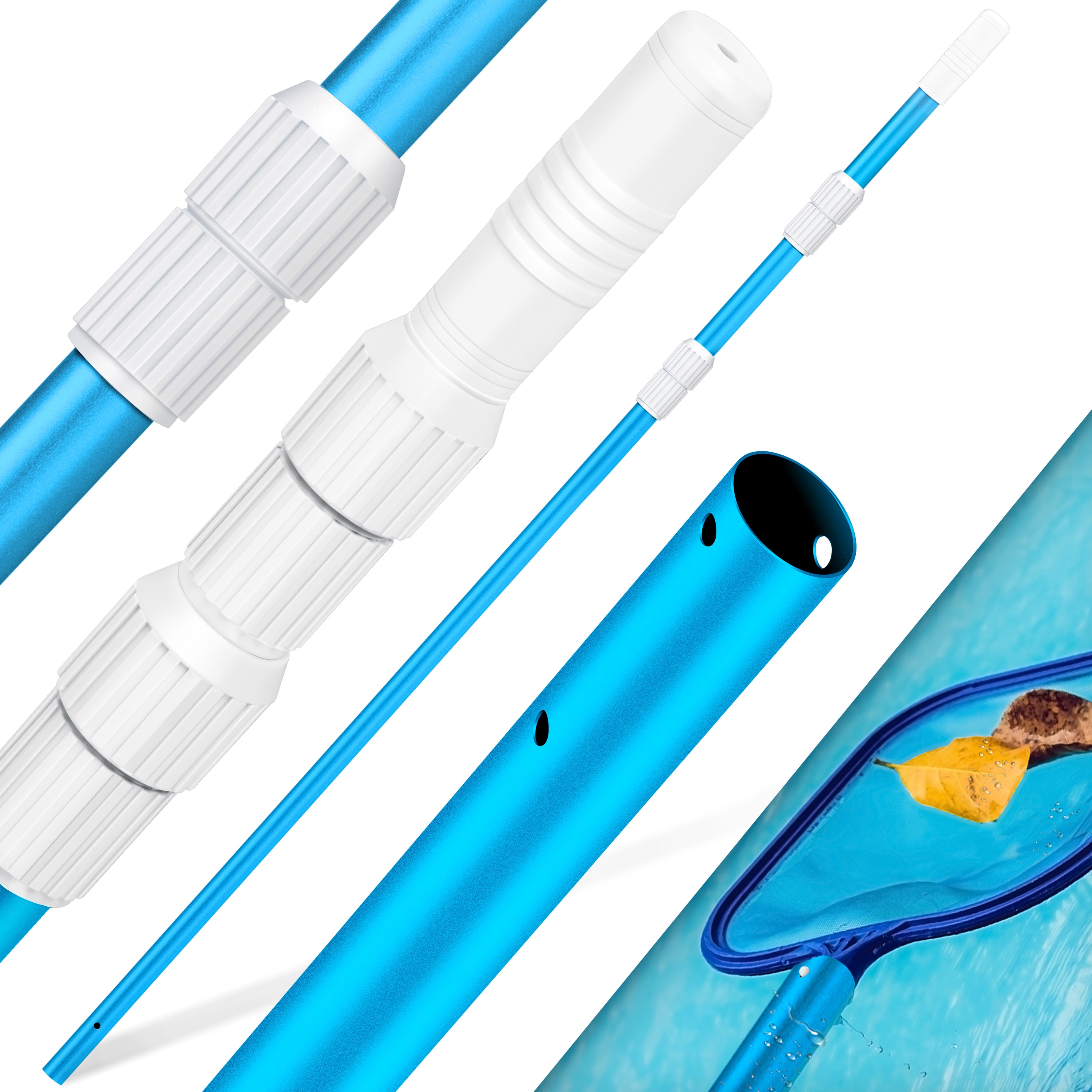 KESSER&reg; Pool Teleskopstange Aluminium Poolstange  | Stange zur Poolreinigung 3-teilig  |  einstellbar von 1,20m bis 3,60m | Witterungsbest&auml;ndig und Stabil 