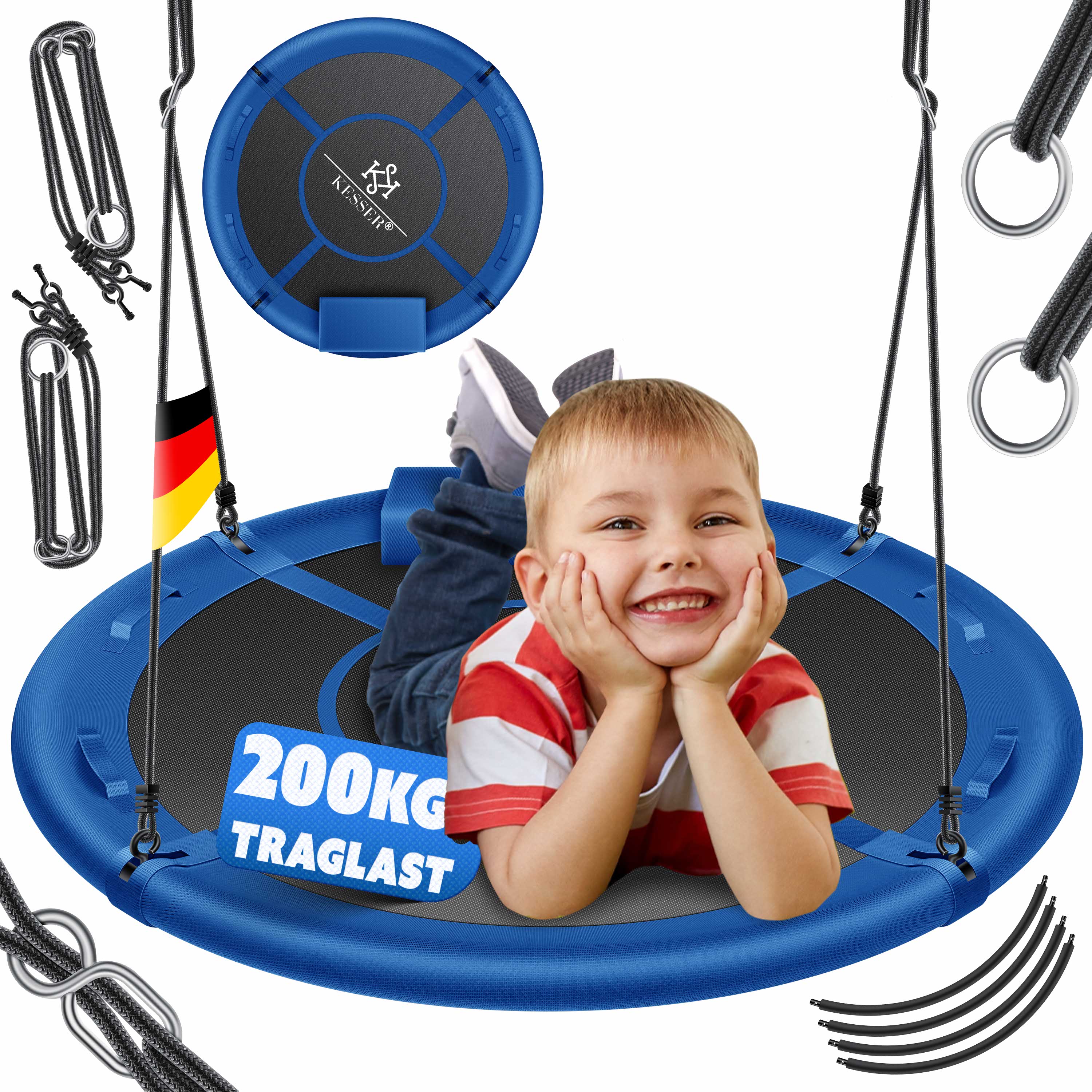 KESSER&reg; Nestschaukel Tellerschaukel H&auml;ngeschaukel Rundschaukel Schaukel verstellbar Garten-Schaukel Kinderschaukel Indoor - Outdoor-Schaukel f&uuml;r Kinder & Erwachsene 