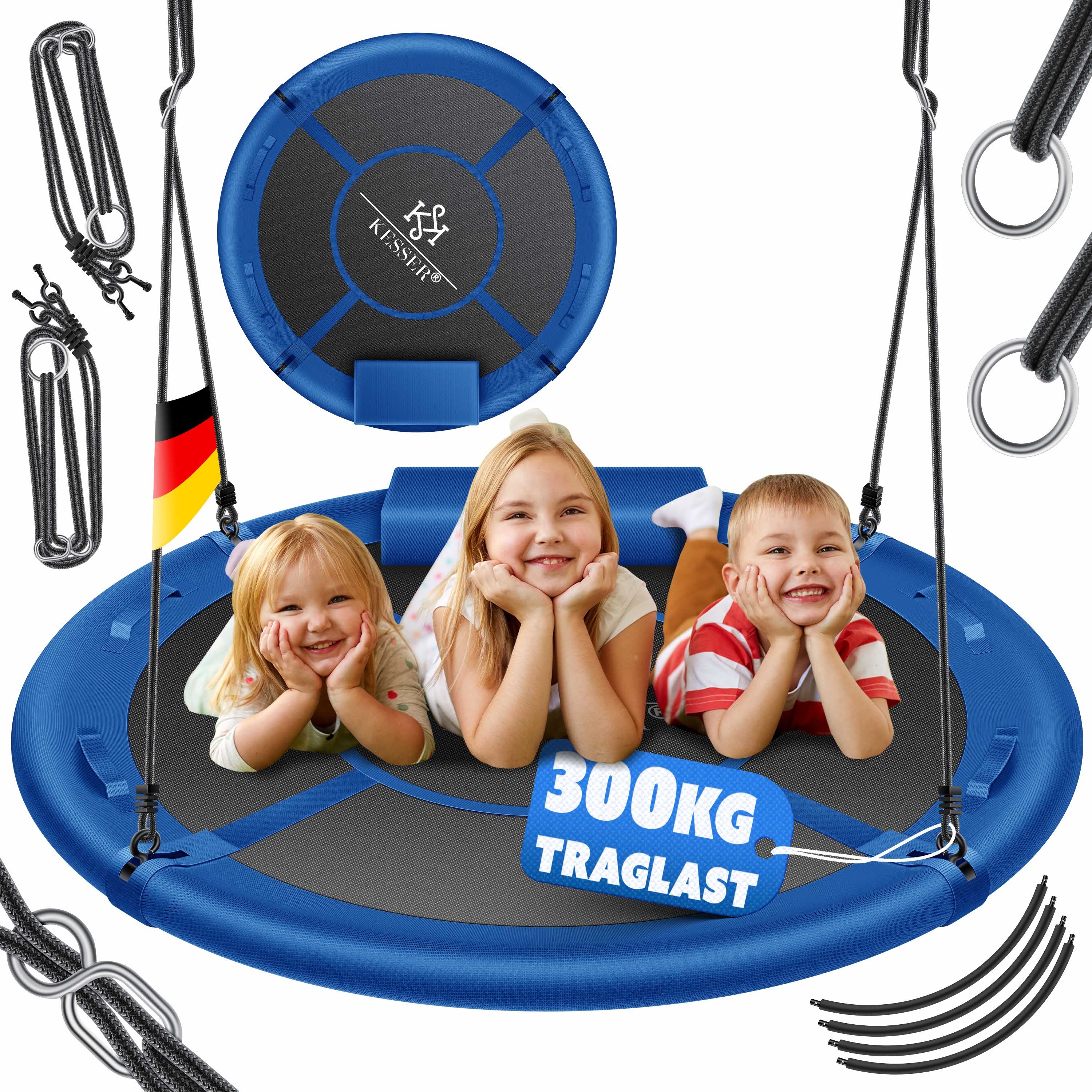 KESSER&reg; Nestschaukel Tellerschaukel H&auml;ngeschaukel Rundschaukel Schaukel verstellbar Garten-Schaukel Kinderschaukel Indoor - Outdoor-Schaukel f&uuml;r Kinder & Erwachsene 