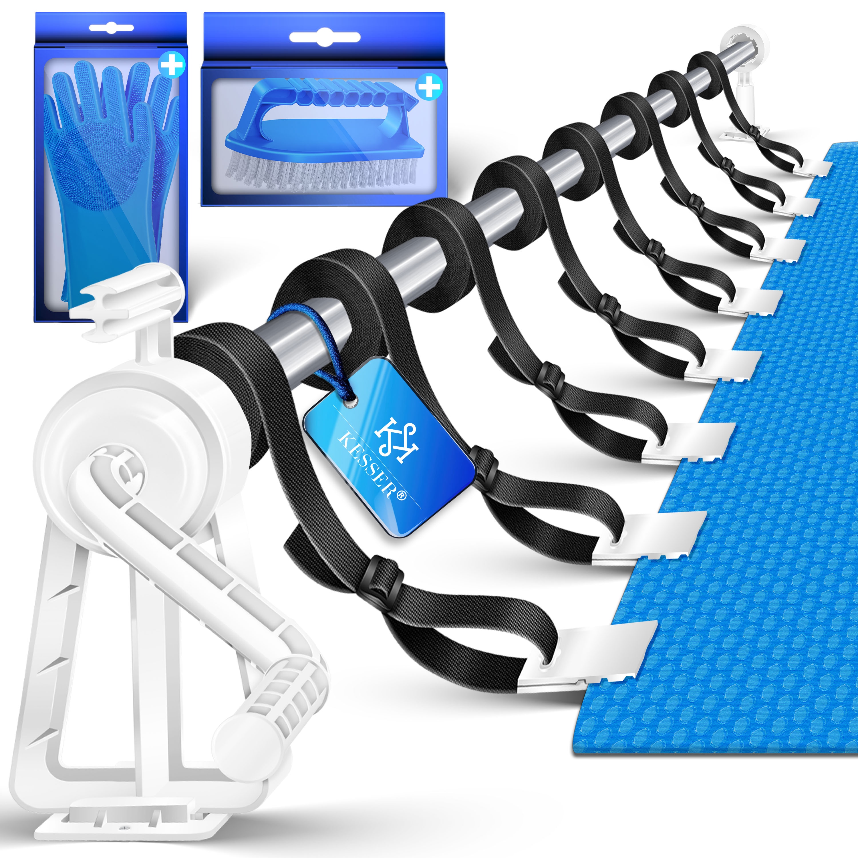 KESSER&reg; Pool Aufroller Premium Aufrollsystem 1,05m - 6,15 m f&uuml;r Solarplane | mobiles Aufrollvorrichtung f&uuml;r Poolplane & Abdeckung inkl. B&auml;nder, B&uuml;rste & Handschuhe | witterungsbest&auml;ndiges Material 
