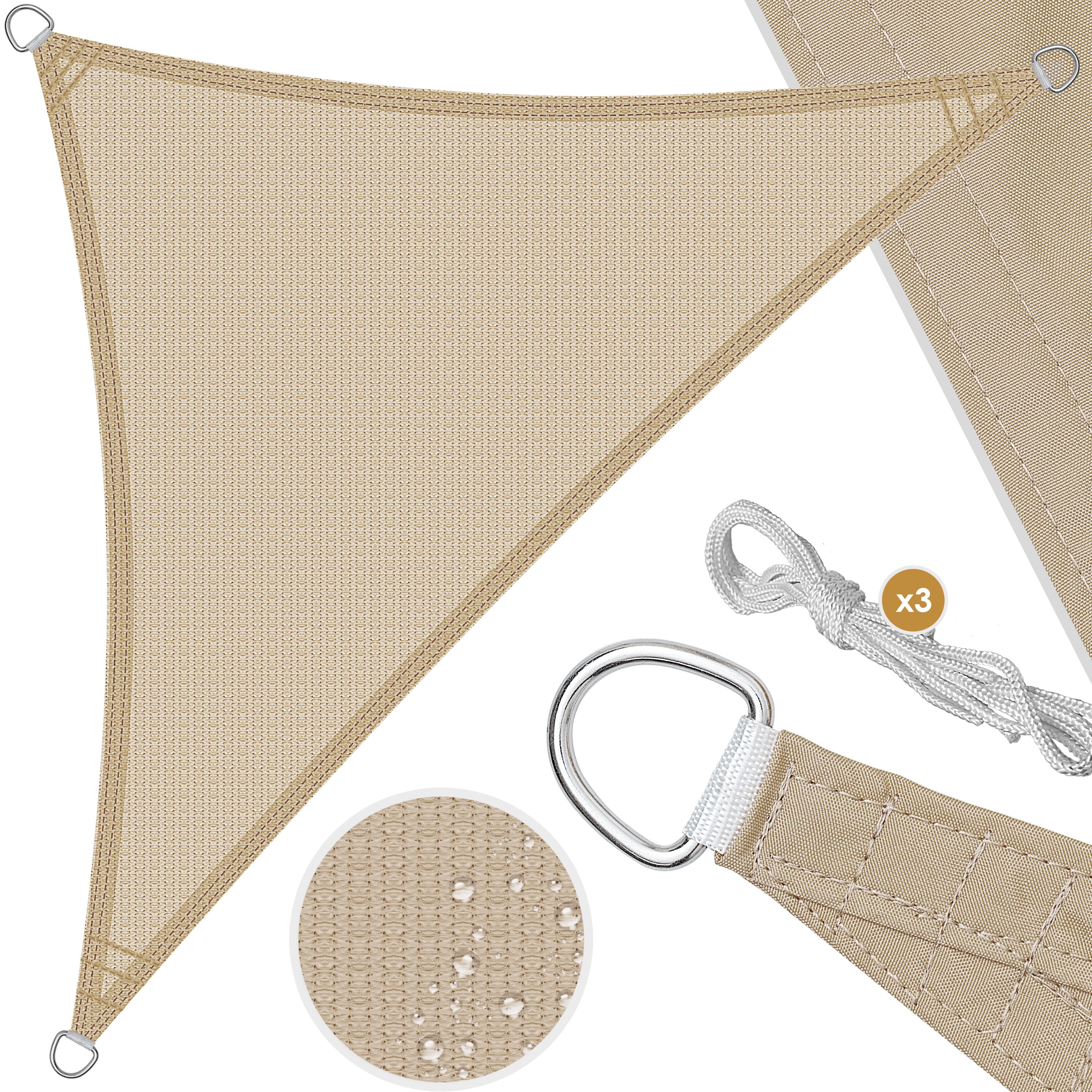 KESSER&reg; Sonnensegel Sonnenschutz Windschutz | HDPE Gewebe | wasserabweisend & windabweisend | Dreieck | 5-Fach quer vern&auml;ht robust & stabil Schattenspender Garten Balkon Terrasse 