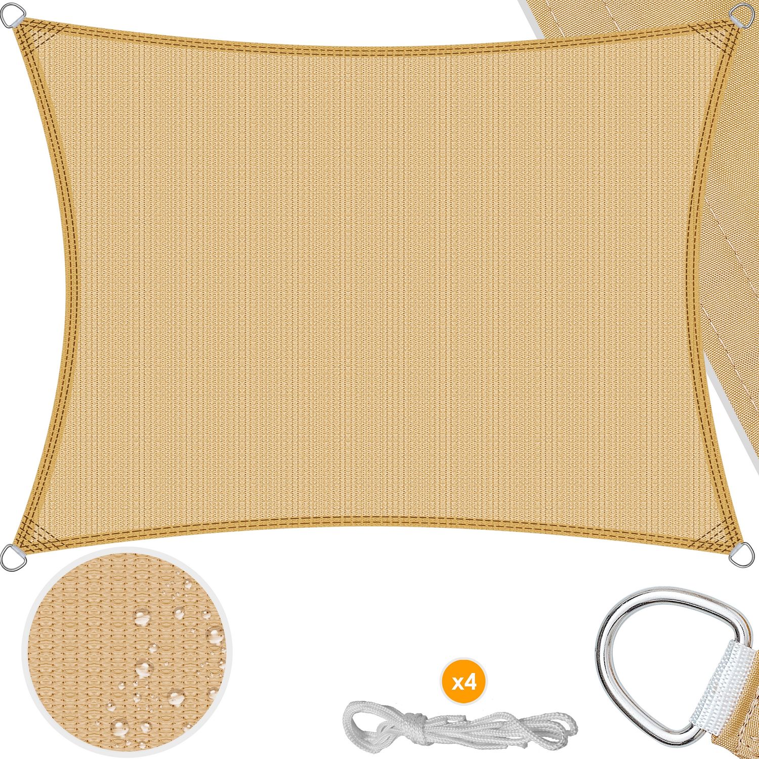 KESSER&reg; Sonnensegel Sonnenschutz Windschutz | HDPE Gewebe | wasserabweisend & windabweisend | 5-Fach quer vern&auml;ht robust & stabil Schattenspender Garten Balkon Terrasse 