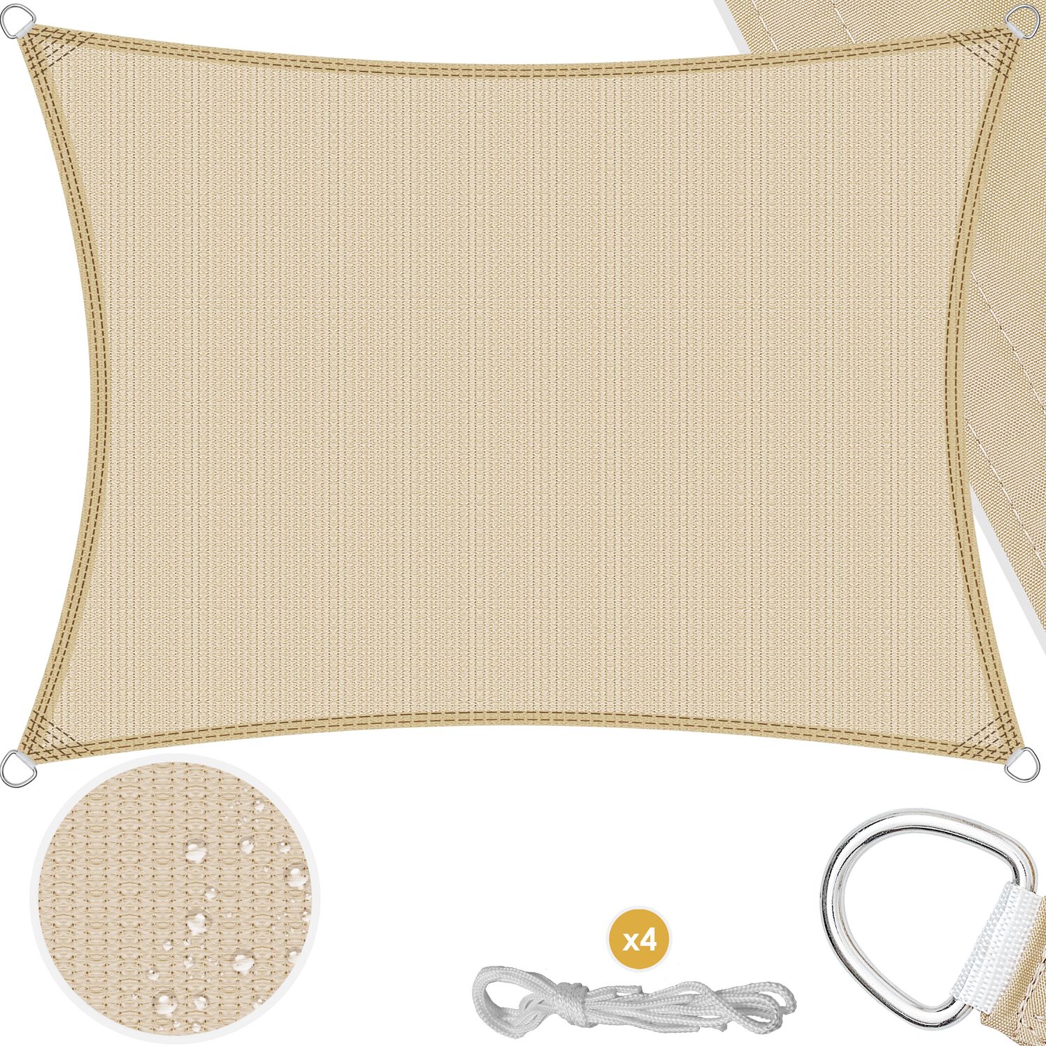 KESSER&reg; Sonnensegel Sonnenschutz Windschutz | HDPE Gewebe | wasserabweisend & windabweisend | 5-Fach quer vern&auml;ht robust & stabil Schattenspender Garten Balkon Terrasse 