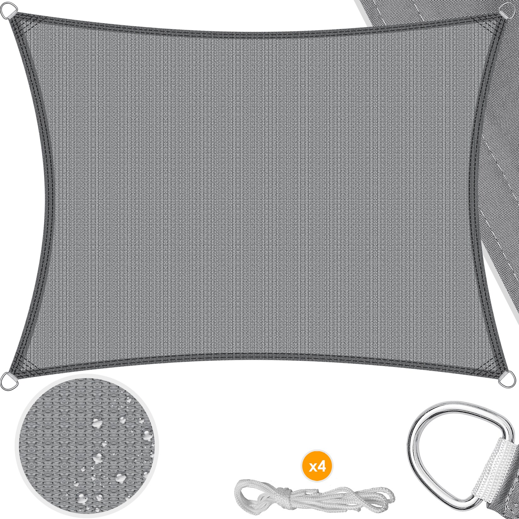 ® Sonnensegel Sonnenschutz Windschutz   HDPE Gewebe   wasserabweisend & windabweisend   5-Fach quer vernäht robust & stabil Schattenspender Garten Balkon Terrasse