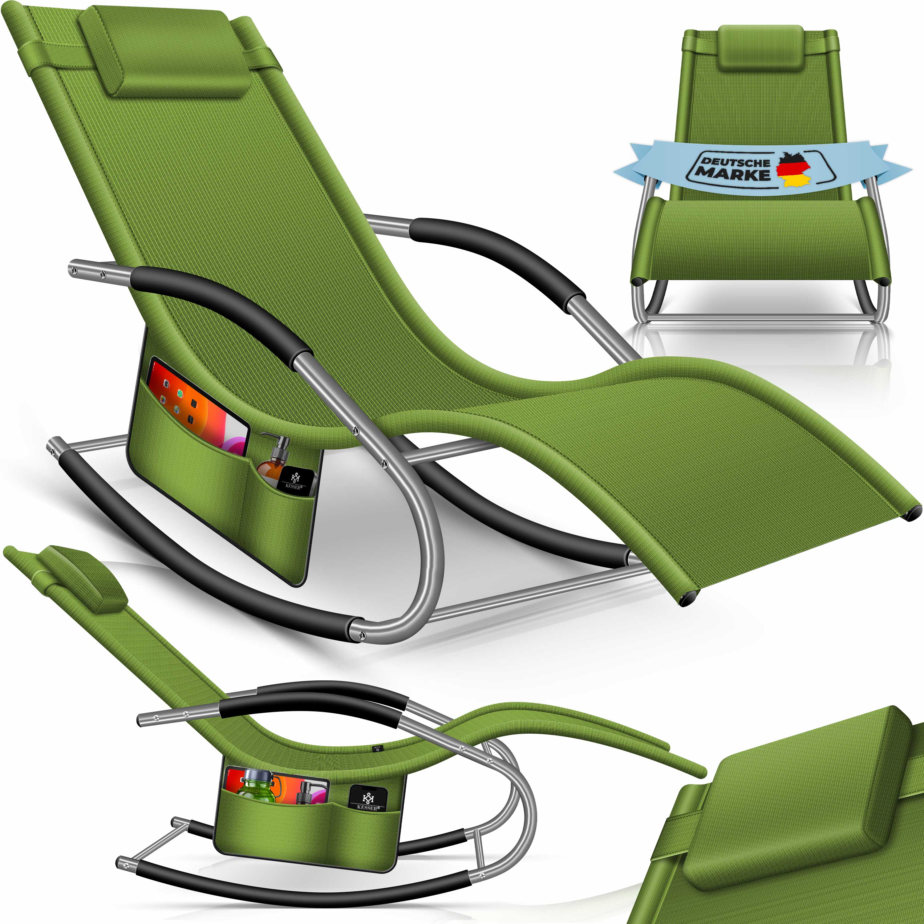 KESSER&reg; Sonnenliege Relaxliege Schwungliege | Gartenliege | Gartenstuhl | Klappstuhl faltbar | Liegestuhl | Schaukelsessel | ergonomische Relaxsessel | wetterfest | 150 kg Belastung | 