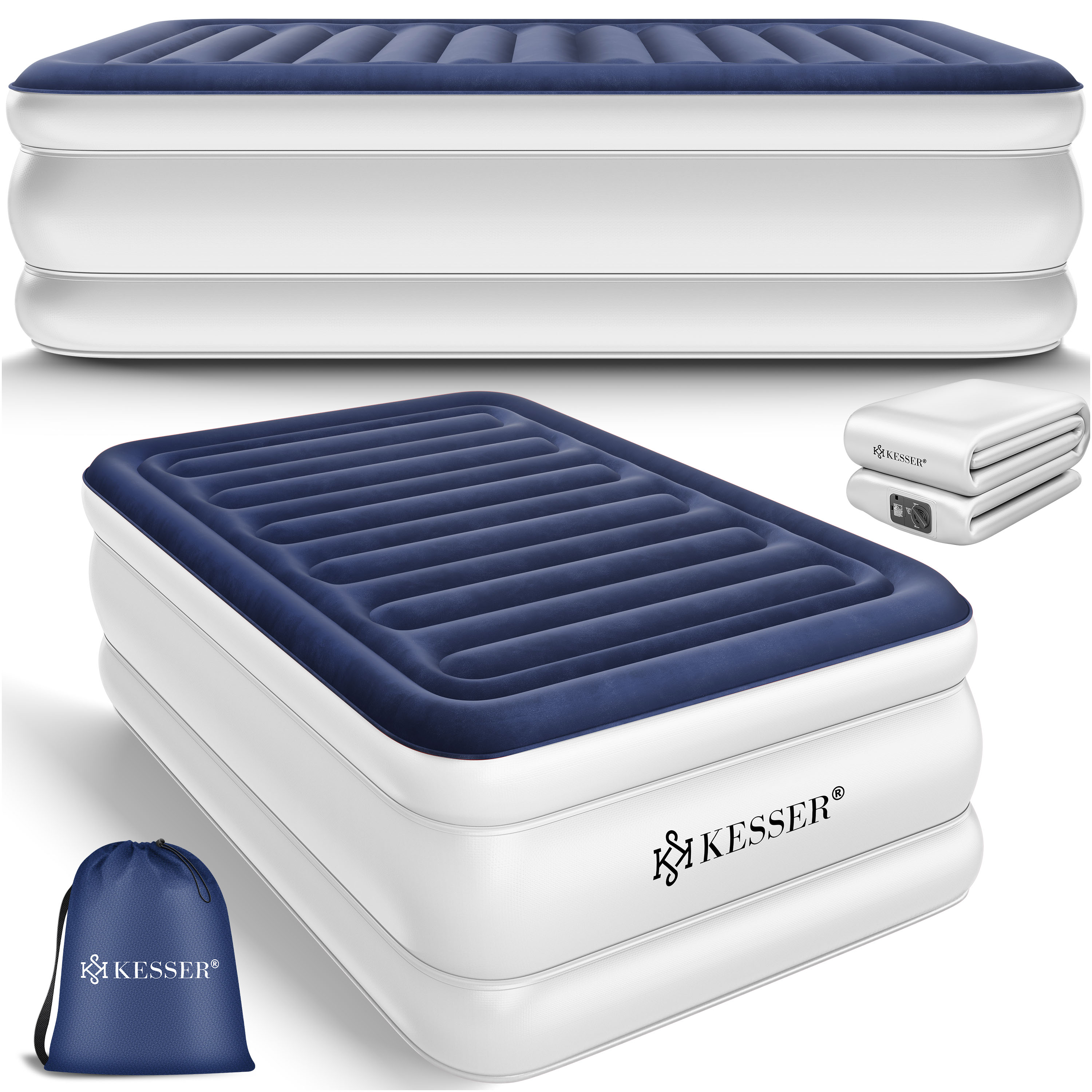 KESSER&reg; Aufblasbare Matratze Luftbett mit eingebauter elektrischer Pumpe integrierte erh&ouml;hte aufblasbare Matratze f&uuml;r &Uuml;bernachtungsg&auml;ste mit Aufbewahrungstasche 
