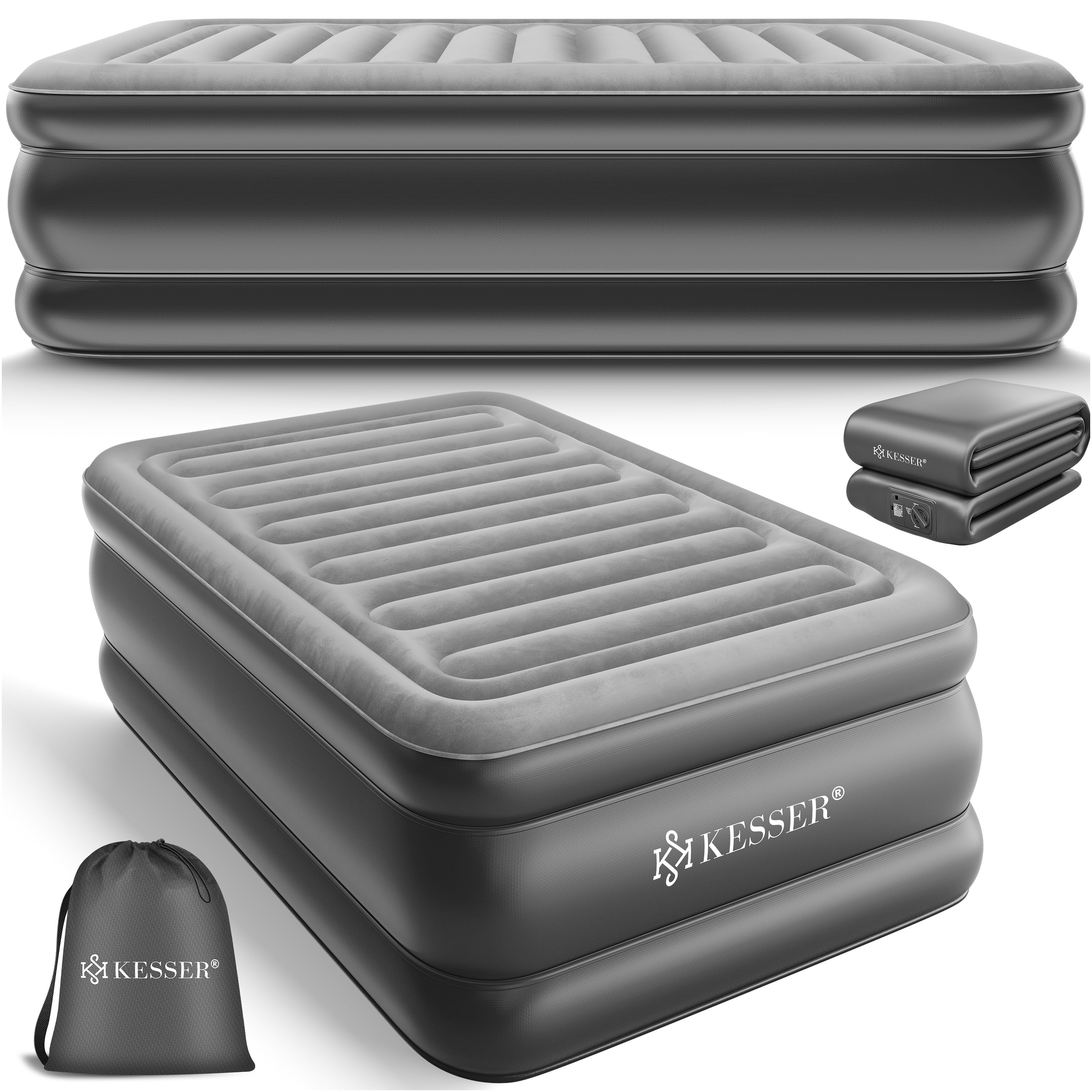 KESSER&reg; Aufblasbare Matratze Luftbett mit eingebauter elektrischer Pumpe integrierte erh&ouml;hte aufblasbare Matratze f&uuml;r &Uuml;bernachtungsg&auml;ste mit Aufbewahrungstasche 