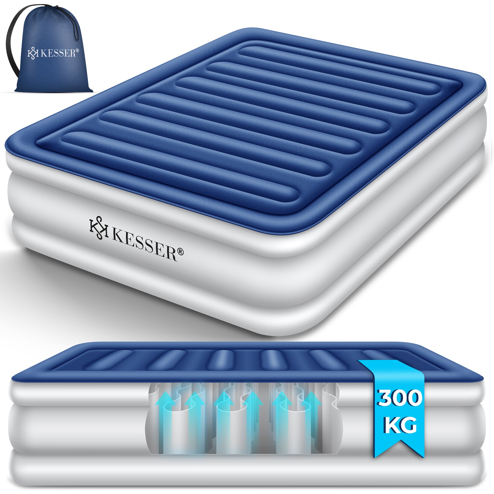 KESSER® Aufblasbare Matratze Luftbett mit eingebauter elektrischer Pumpe integrierte erhöhte aufblasbare Matratze für Übernachtungsgäste mit Aufbewahrungstasche