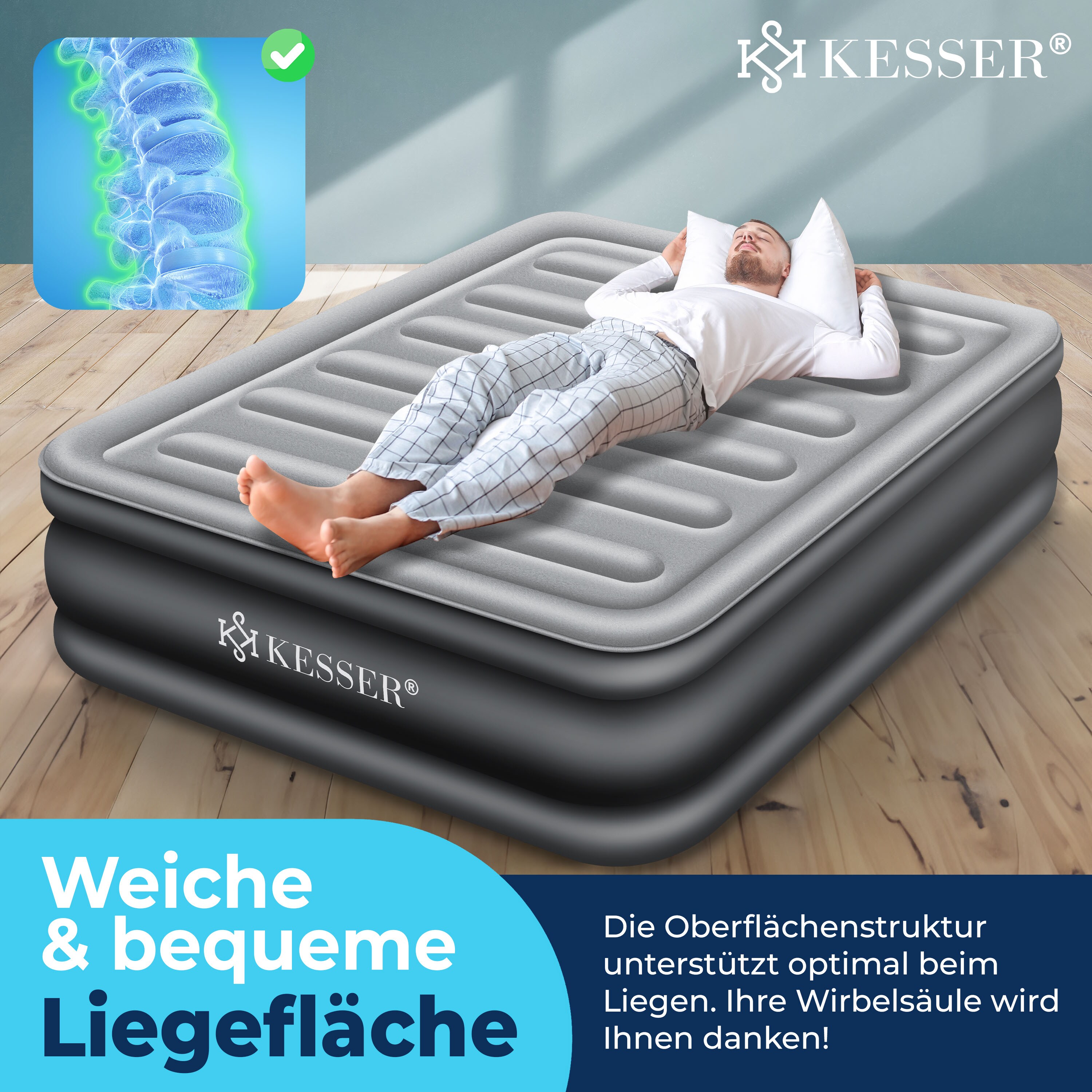 KESSER® Aufblasbare Matratze Luftbett mit eingebauter elektrischer Pumpe integrierte erhöhte aufblasbare Matratze für Übernachtungsgäste mit Aufbewahrungstasche bei Marktkauf online bestellen