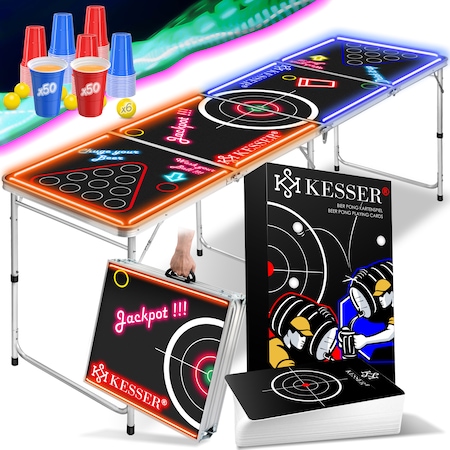 KESSER® Beer Pong Tisch Set mit Kartenspiel Trinkspiel - inkl. 100