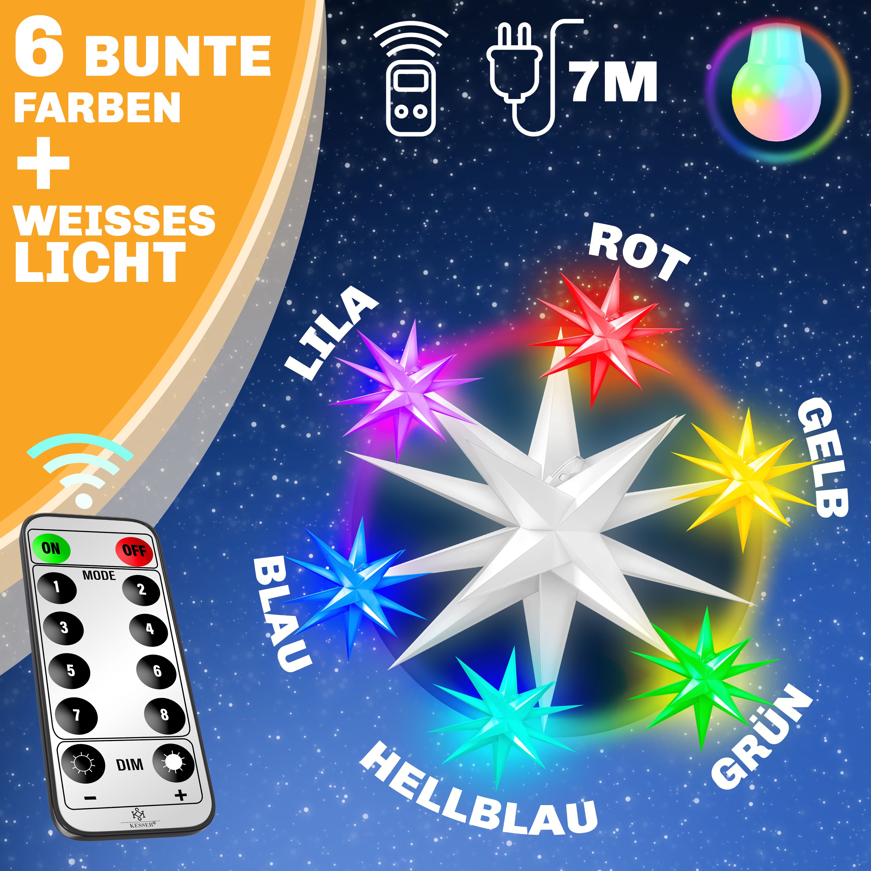 KESSER Leuchtstern 3D, LED Weihnachtsstern mit Timer fr innen und auen,  Adventsstern Beleuchtet hngend Stern + Warmwei Licht bei Marktkauf online  bestellen