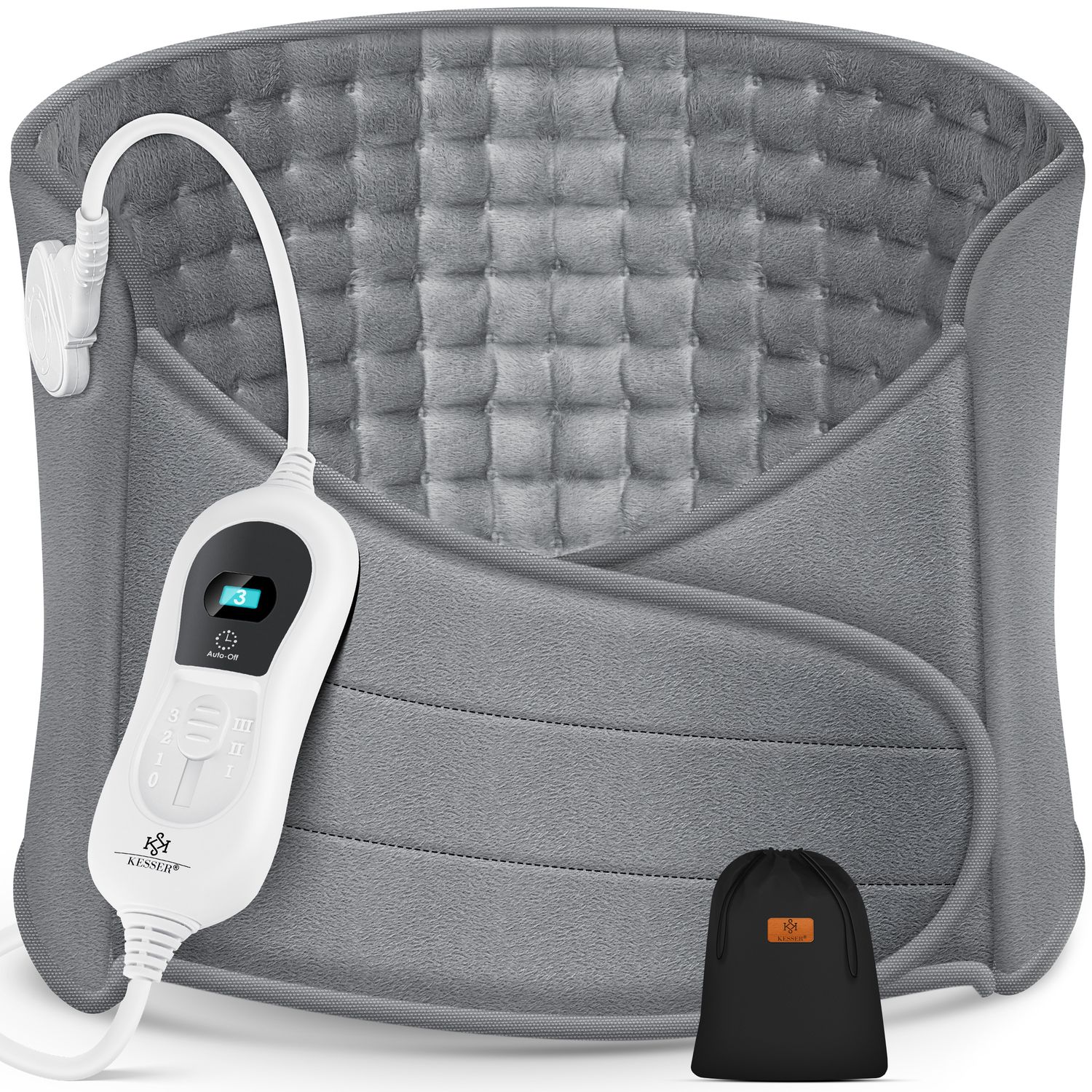 KESSER&reg; Heizkissen elektrisch f&uuml;r Bauch und R&uuml;cken Inkl. Tasche - Heizg&uuml;rtel mit 3 Temperaturstufen & Abschaltautomatik - W&auml;rmeg&uuml;rtel mit verstellbarem Band und Klettverschluss 