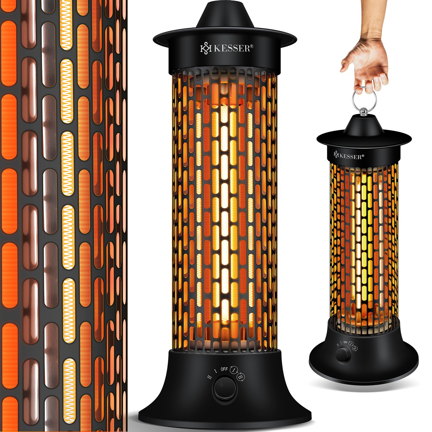 KESSER&reg; Standheizstrahler Infrarotheizung, 1200W Heizstrahler Energieeffiziente Heizung Innenraum mit 360&deg; Oszillation, Infrarotheizung Standger&auml;t, Elektroheizung&nbsp;IP55, Terrassen-Heizstrahler 