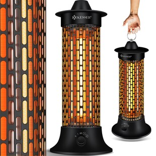 KESSER® Standheizstrahler Infrarotheizung, 1200W Heizstrahler Energieeffiziente Heizung Innenraum mit 360° Oszillation, Infrarotheizung Standgerät, Elektroheizung IP55, Terrassen-Heizstrahler 