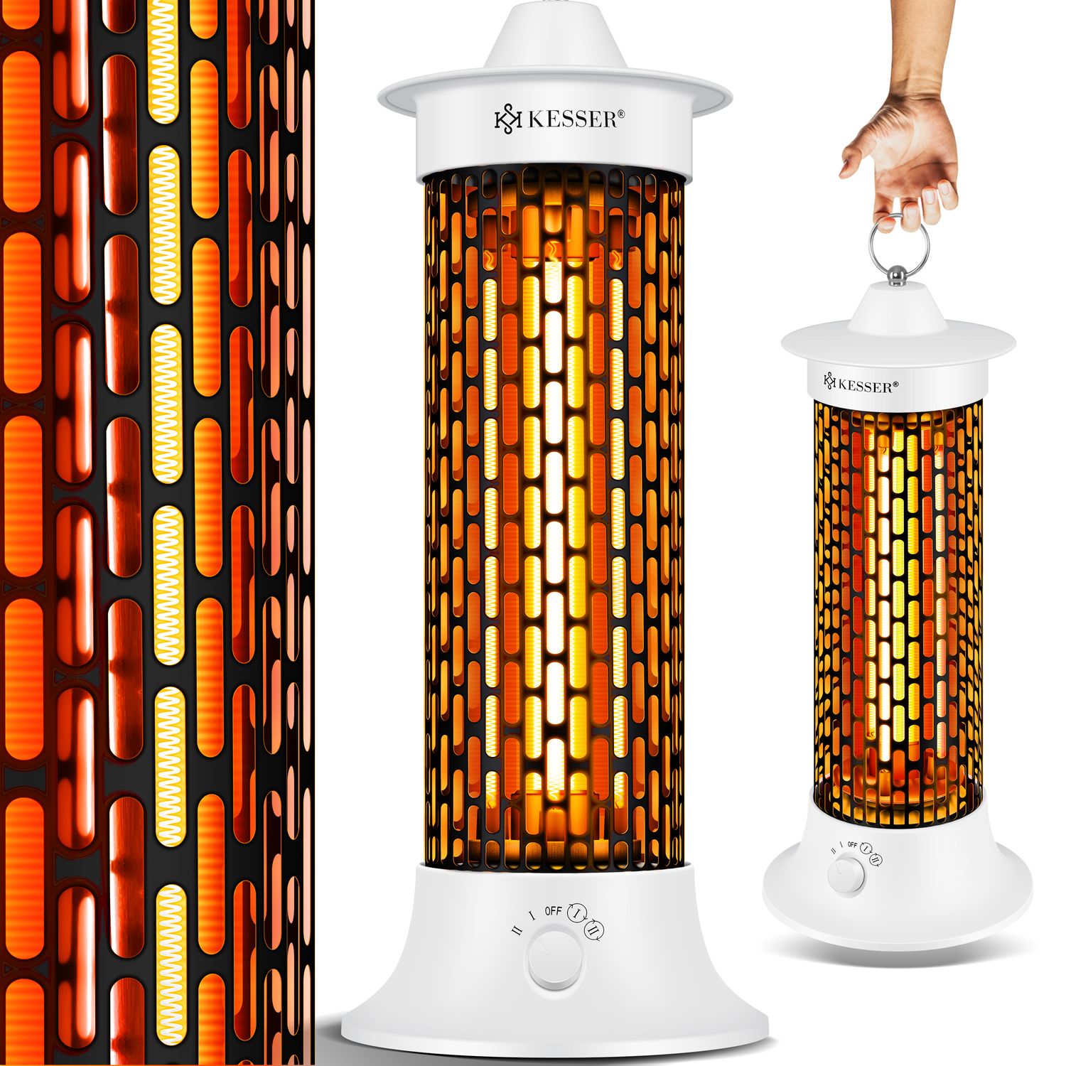 KESSER&reg; Standheizstrahler Infrarotheizung, 1200W Heizstrahler Energieeffiziente Heizung Innenraum mit 360&deg; Oszillation, Infrarotheizung Standger&auml;t, Elektroheizung&nbsp;IP55, Terrassen-Heizstrahler 