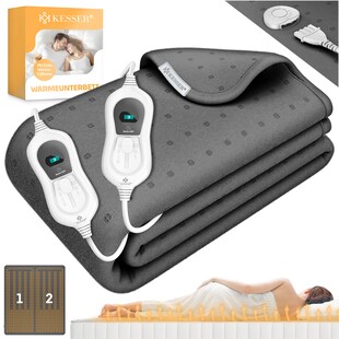 KESSER® Wärmeunterbett mit Abschaltautomatik Fernbedienung | Heizdecke mit 3 Temperaturstufen | Wärmebettunterlage fürs Bett Matratzenheizung | Wärmedecke aus weichem Vlies Heizkissen 