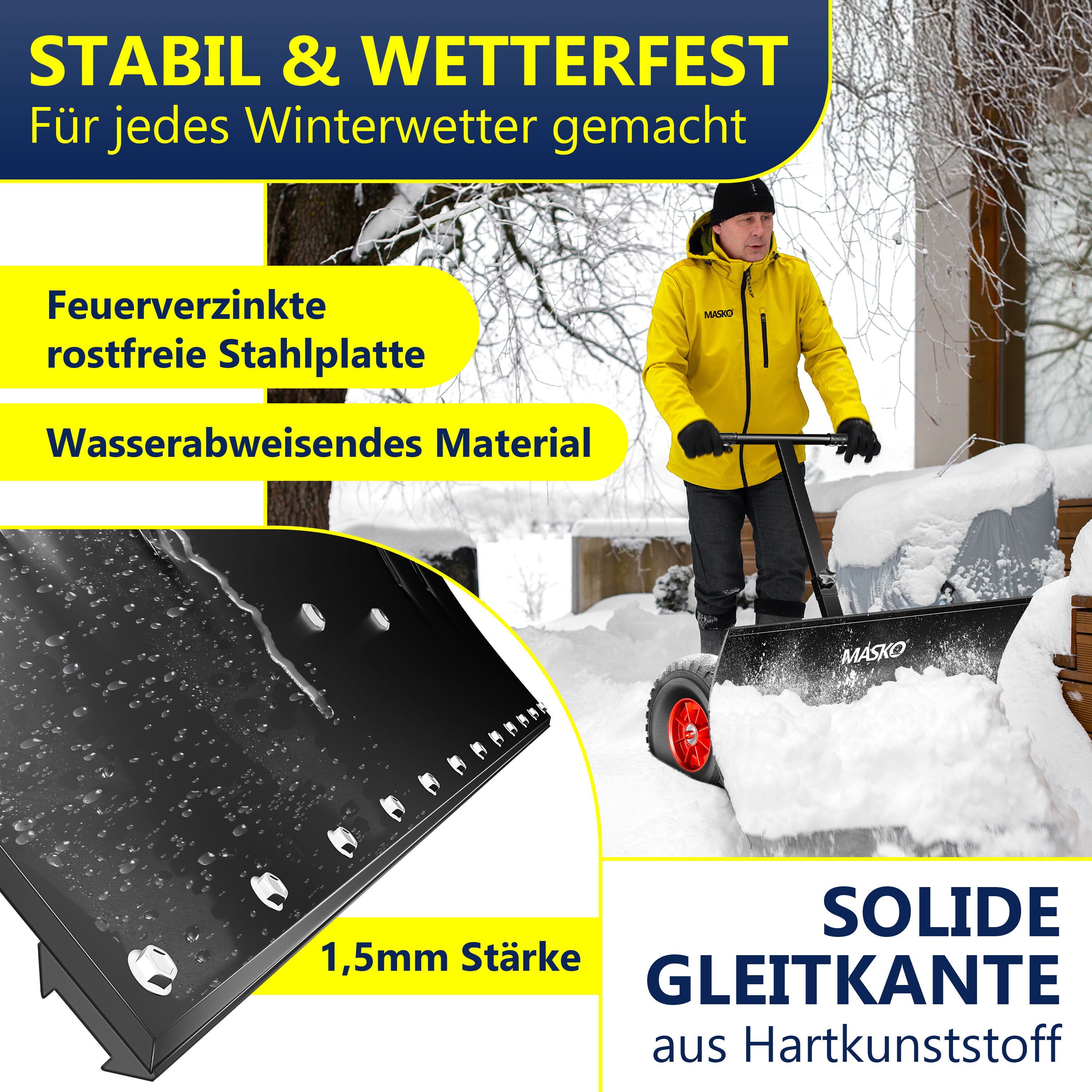 Aufun Schneeschaufel It Rädern Schneeschild Höhenverstellbar 5-Fach