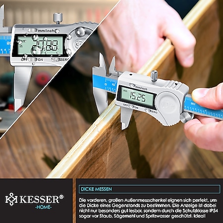 KESSER® Digital Messschieber Edelstahl 150mm LCD Display Inkl