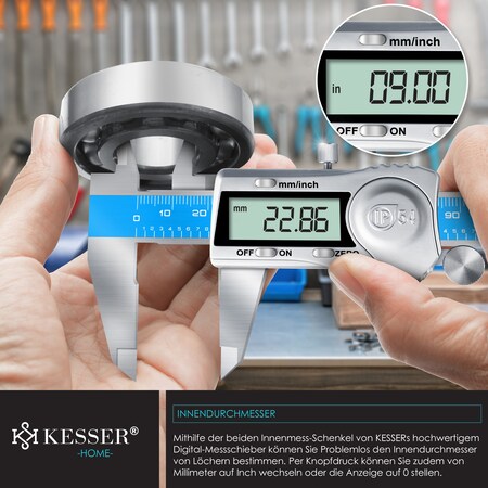 KESSER® Digital Messschieber Edelstahl 150mm LCD Display Inkl