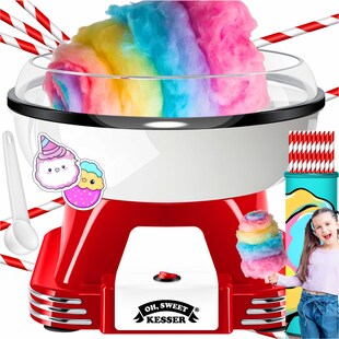 KESSER® Zuckerwattemaschine Set für dein zuhause - Mit 30x Zuckerwatte Stäbchen & Messlöffel - Retro Cotton Candy Maschine - Zuckerwatte Maschine Mit Zubehör - Höhe 22 cm  - 500 W 