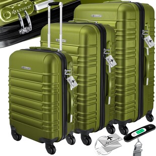 KESSER® 3tlg. Hartschalenkofferset Hartschalenkoffer Reisekoffer Set Reisekofferset Trolley Koffer Inkl. Kofferwaage + Gepäckanhänger Rollkoffer Schloss 4 Rollen ABS-Hartschale Teleskopgriff M-L-XL 
