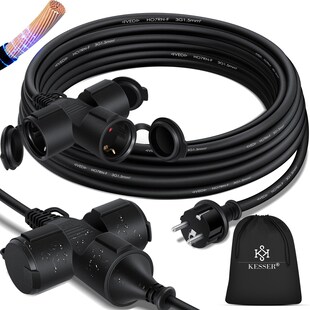 KESSER® Verlängerungskabel mit Schutzkappe Outdoor - für Innenbereich Außenbereich - Verlängerung Stromkabel – 230 V IP44 - Schutzkontakt Baustellenkabel Schutzkontaktstecker 