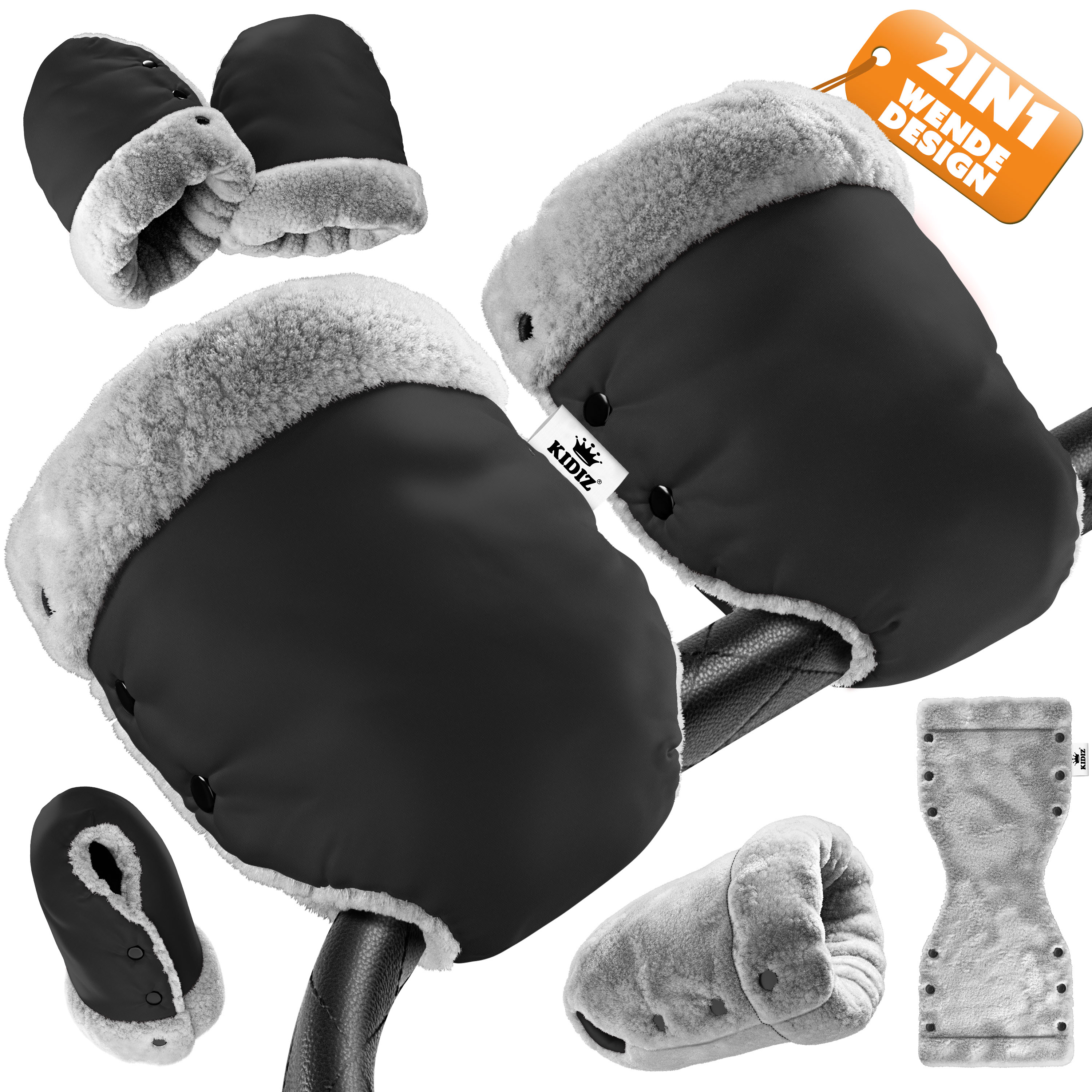 KIDIZ&reg; Handw&auml;rmer Kinderwagen Handschuhe Handmuff Kinderwagenmuff mit warme Pl&uuml;schmaterial Fleece und Baumwolle Innenseite Wasserdicht Winddicht Handw&auml;rmer Universalgr&ouml;&szlig;e f&uuml;r alle Kinderwagen Buggy 