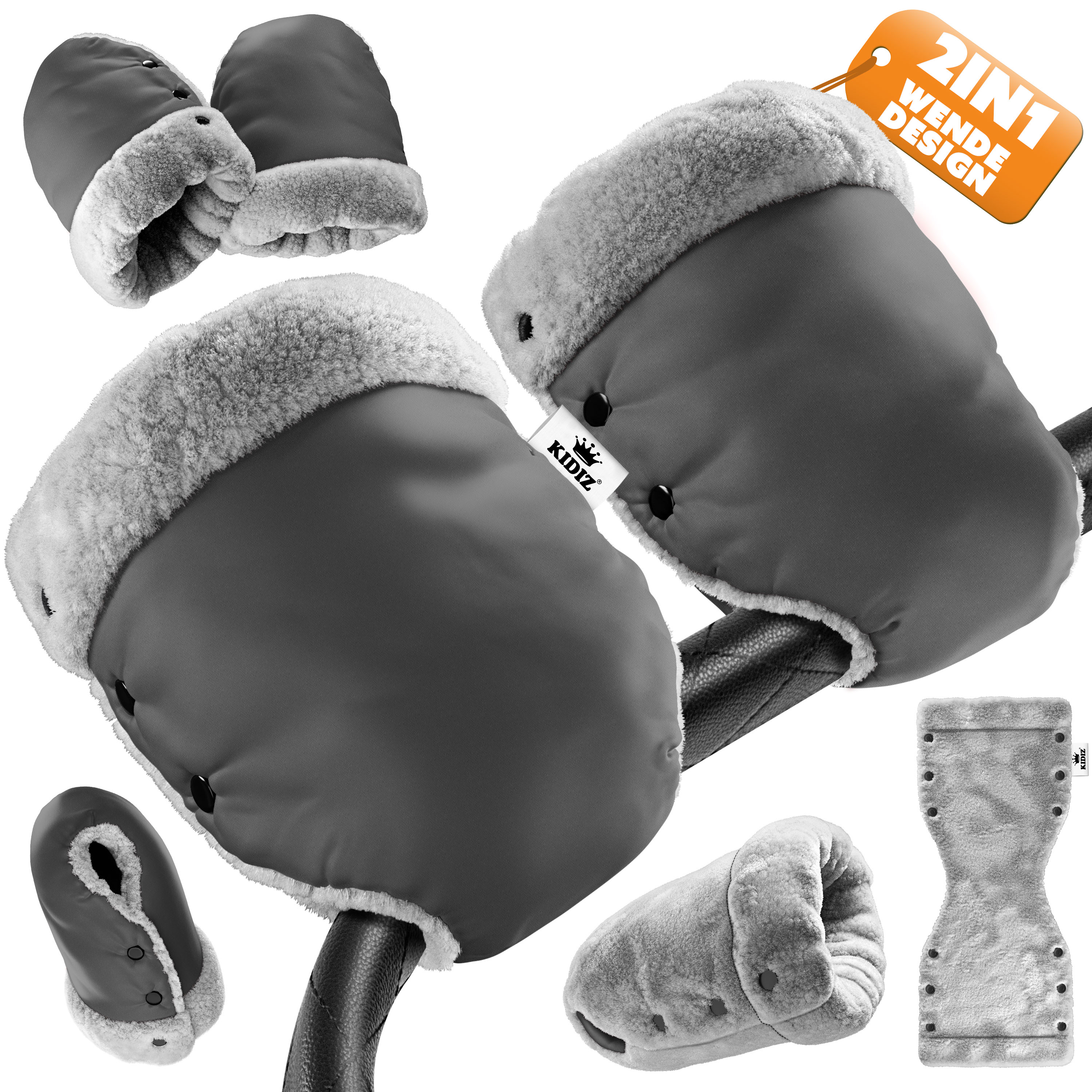KIDIZ&reg; Handw&auml;rmer Kinderwagen Handschuhe Handmuff Kinderwagenmuff mit warme Pl&uuml;schmaterial Fleece und Baumwolle Innenseite Wasserdicht Winddicht Handw&auml;rmer Universalgr&ouml;&szlig;e f&uuml;r alle Kinderwagen Buggy 