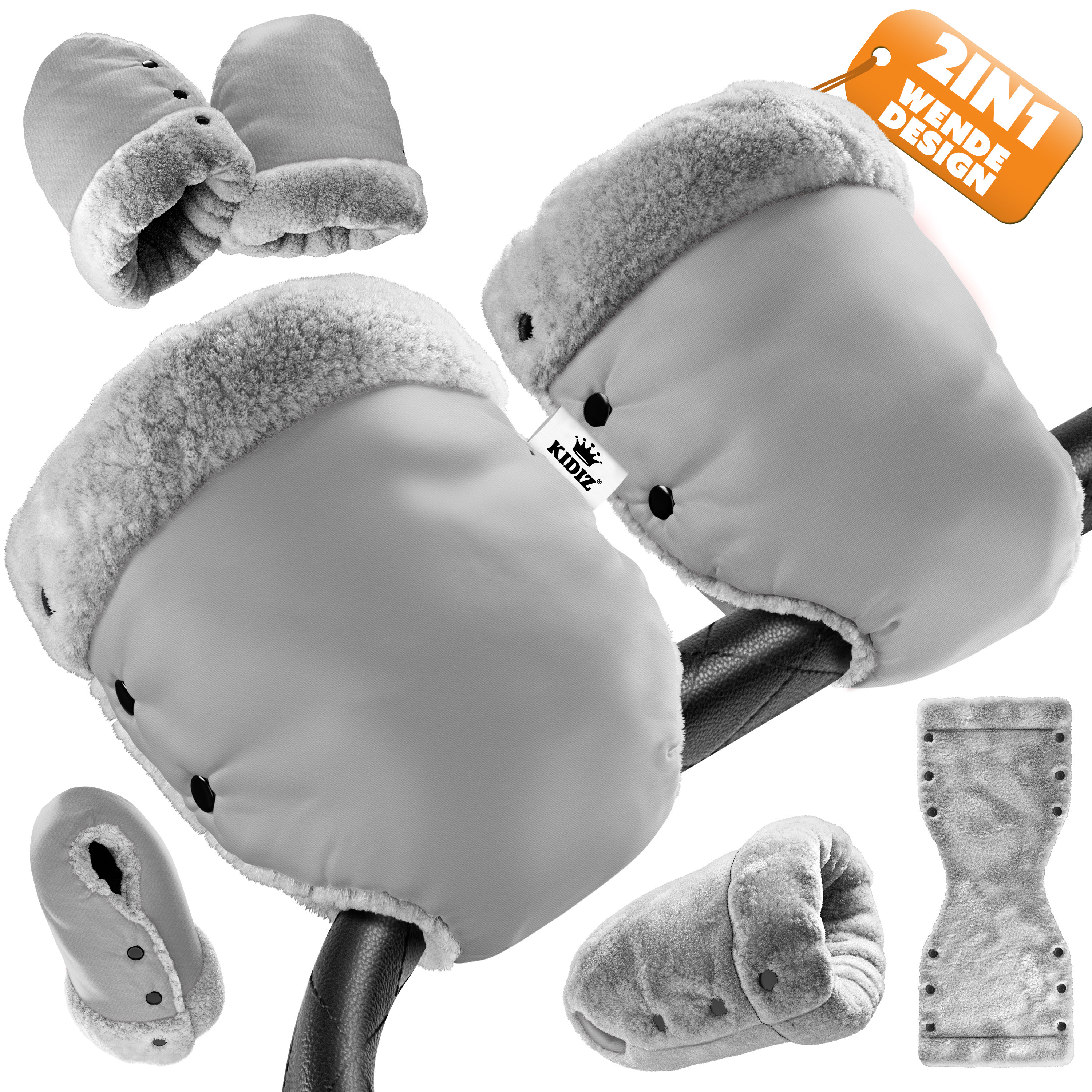 KIDIZ&reg; Handw&auml;rmer Kinderwagen Handschuhe Handmuff Kinderwagenmuff mit warme Pl&uuml;schmaterial Fleece und Baumwolle Innenseite Wasserdicht Winddicht Handw&auml;rmer Universalgr&ouml;&szlig;e f&uuml;r alle Kinderwagen Buggy 