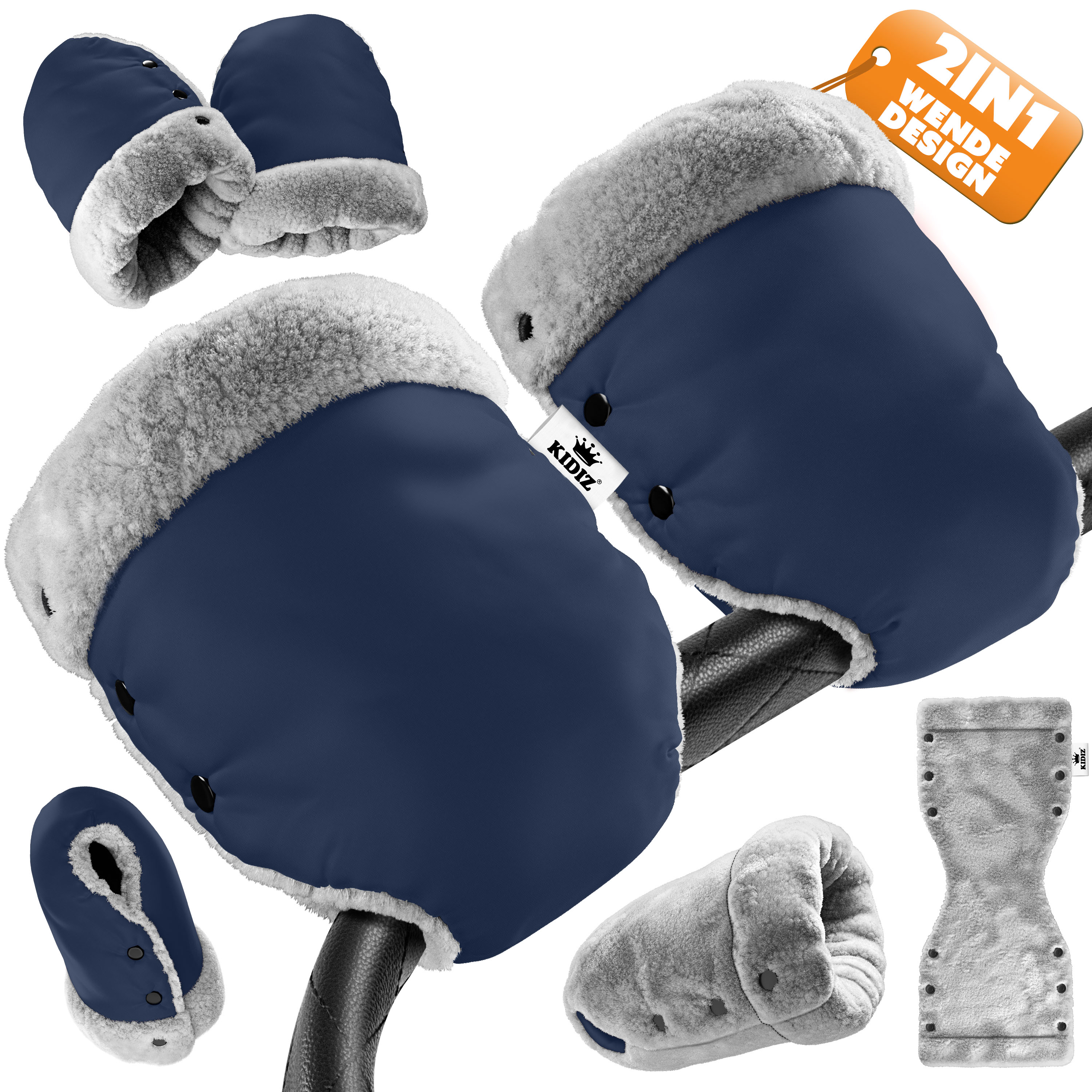 KIDIZ&reg; Handw&auml;rmer Kinderwagen Handschuhe Handmuff Kinderwagenmuff mit warme Pl&uuml;schmaterial Fleece und Baumwolle Innenseite Wasserdicht Winddicht Handw&auml;rmer Universalgr&ouml;&szlig;e f&uuml;r alle Kinderwagen Buggy 