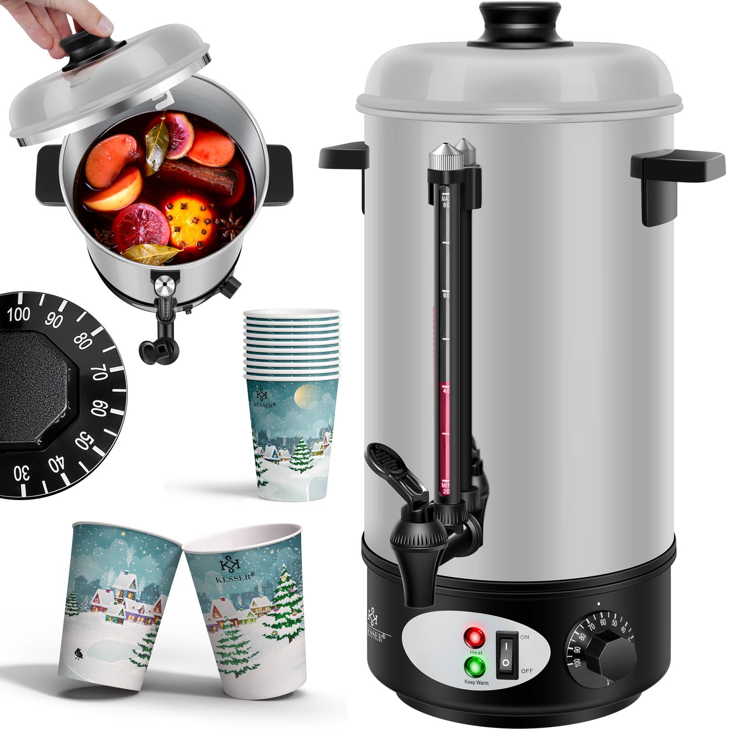 KESSER® Glühweinkessel Edelstahl Glühweinkocher Glühweinautomat