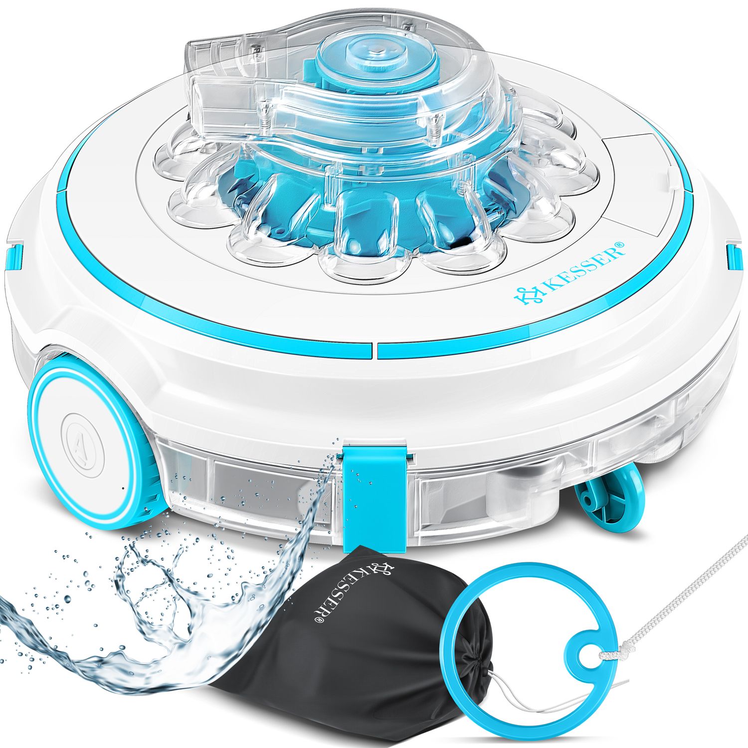 KESSER&reg; Poolroboter Poolreiniger Akku Aqua-9000 inkl. Transporttasche Pool Roboter f&uuml;r bis 80m&sup2; Pools, Li-Ion Akku max. 75 min, Kabellos Poolsauger Bodenreinigung Vollautomatisch Bodensauger 