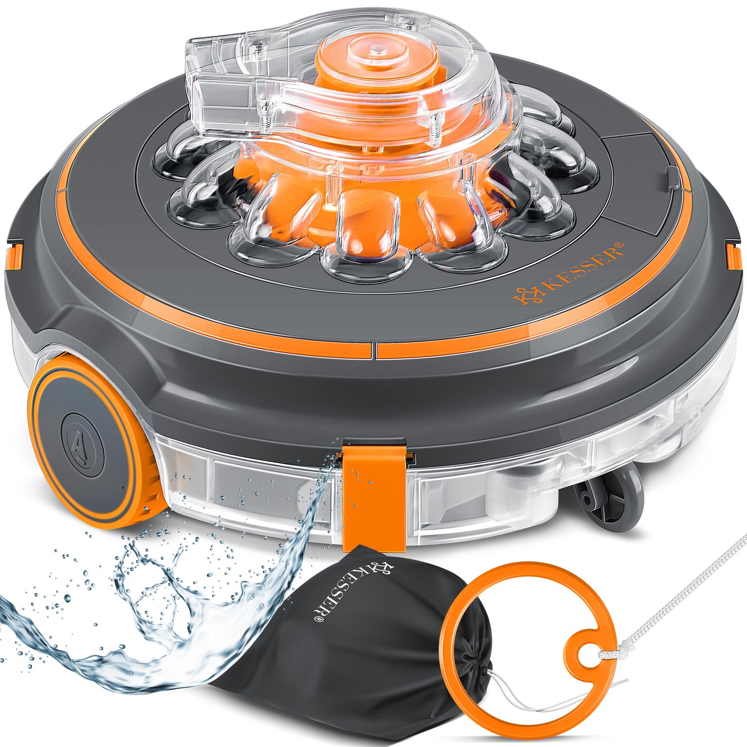 KESSER&reg; Poolroboter Poolreiniger Akku Aqua-9000 inkl. Transporttasche Pool Roboter f&uuml;r bis 80m&sup2; Pools, Li-Ion Akku max. 75 min, Kabellos Poolsauger Bodenreinigung Vollautomatisch Bodensauger 