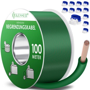 KESSER® Begrenzungskabel + Erdspieße + Kabelverbinder für Mähroboter Rasenmäher Rasenroboter Zubehör SET Begrenzungsdraht Universal kompatibel mit GARDENA/BOSCH/WORX/HONDA/ROBOMOW 