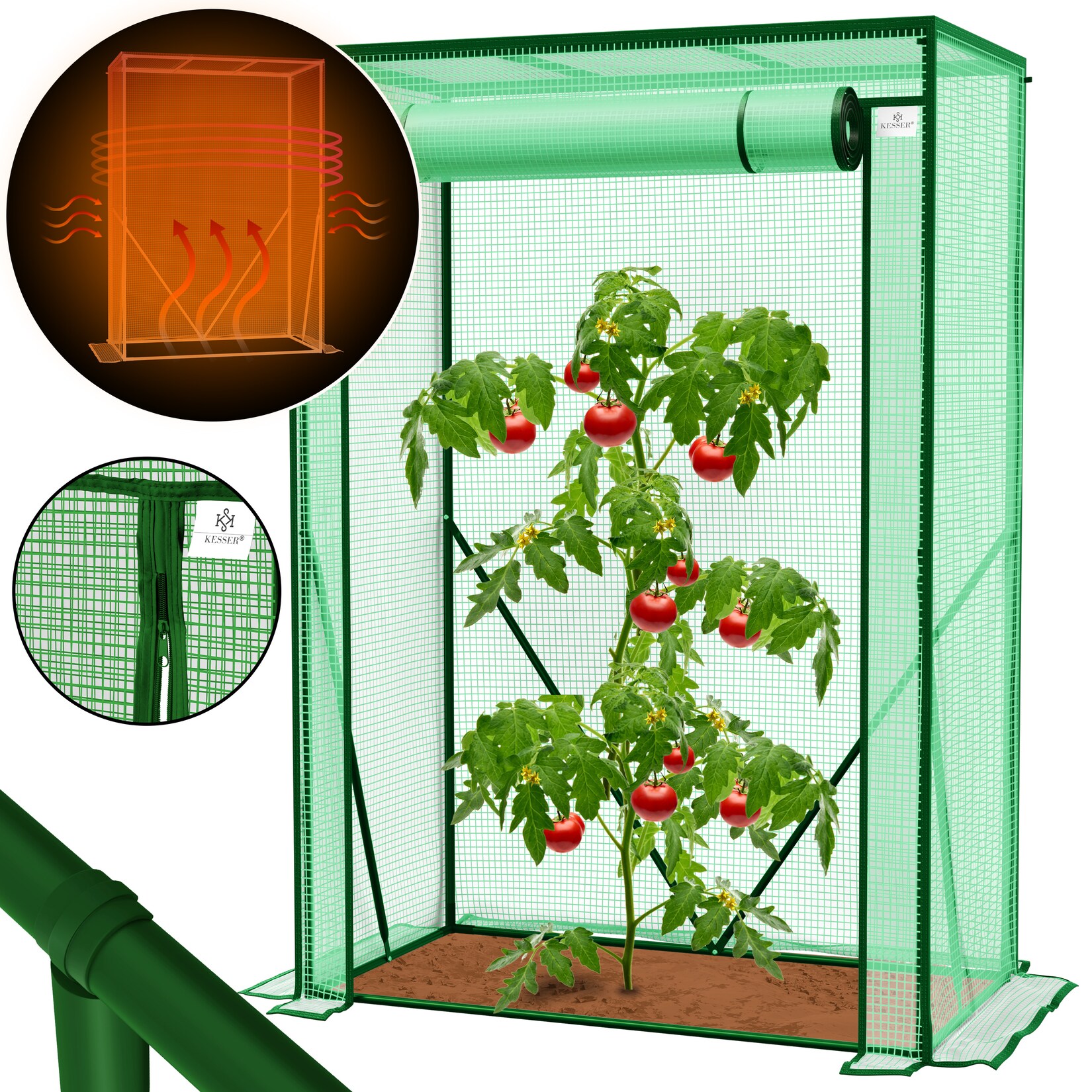 ® Premium Tomatengewächshaus Foliengewächshaus, Gewächshaus klein, Tomatenhaus, Treibhaus mit Tür zum Aufrollen - 100 x 50 x 150 cm Frühbeet, Gemüse, Blumen, Obst, Garten