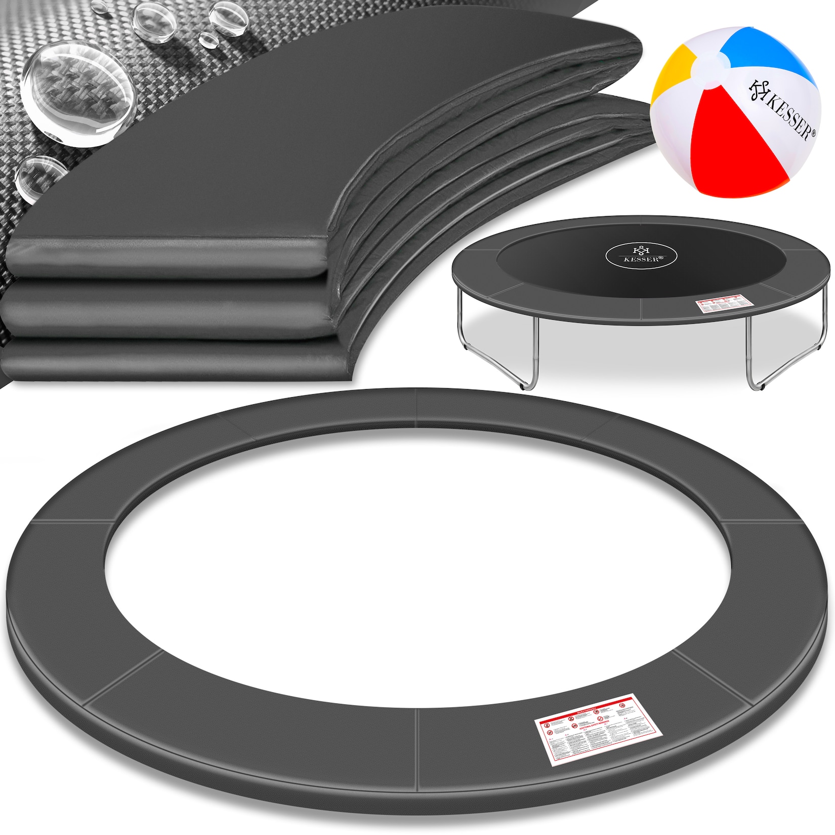 KESSER® - Trampolin Randabdeckung Ø 244 , 305 , 366 , 426 cm , 30cm breit 100% UV-beständig reißfest Federabdeckung , Grün , Blau