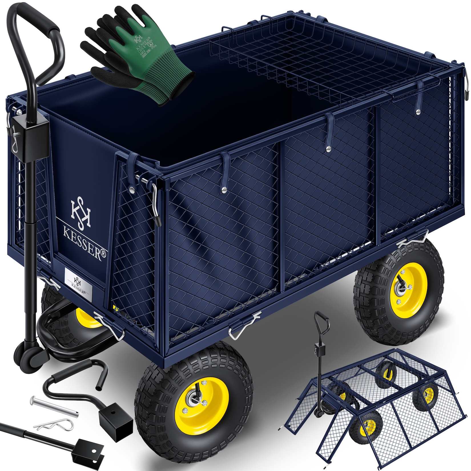 KESSER® Bollerwagen 550kg belastbar Gartenwagen Transportwagen Gartenkarre herausnehmbare Plane Gerätewagen Handwagen vielseitig einsetzbar …