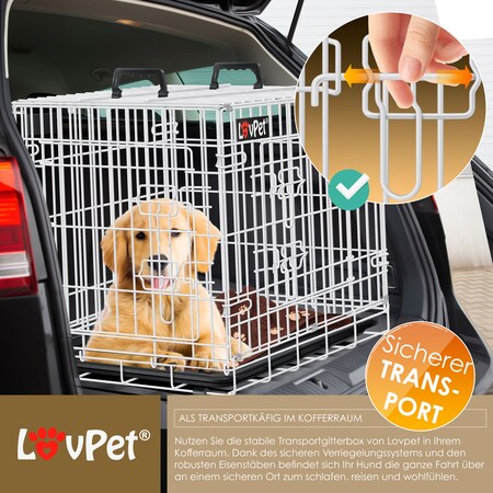 LOVPET® Hundekäfig klappbar Hundetransportkäfig Inkl. Fleecedecke + Napf  Hundebox mit 2 Türen Transportkäfig Auto, Tiertransportbox Hundetransportbox  mit Bodenschale bei Marktkauf online bestellen