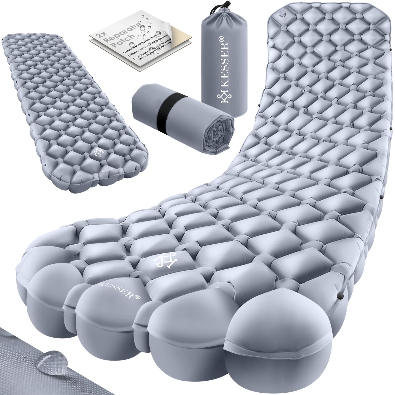 KESSER&reg; Camping Matratze Isomatte Aufblasbare Luftmatratze Campingmatte inkl. Tragebeutel Outdoor Ultraleicht Faltbare Schlafmatte [mit Reparaturset] Belastbarkeit: 200Kg 