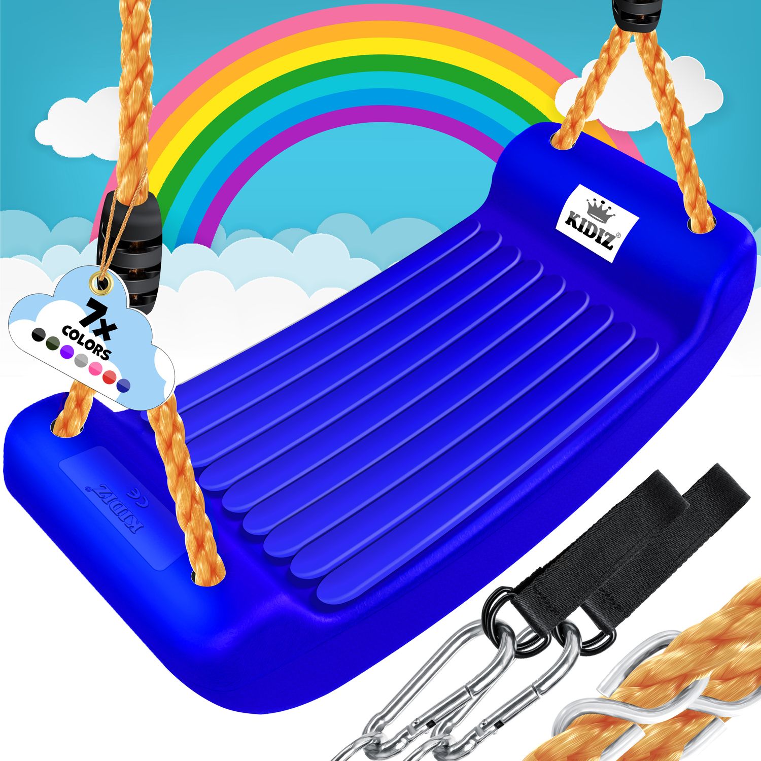 KIDIZ&reg; Schaukel Kinderschaukel Set - Ink. Zubeh&ouml;r Schaukelsitz Schaukelbrett Garten Outdoor Indoor Brettschaukel f&uuml;r Kinder zum Schaukeln aus Kunststoff H&ouml;henverstellbar Rutschfest 