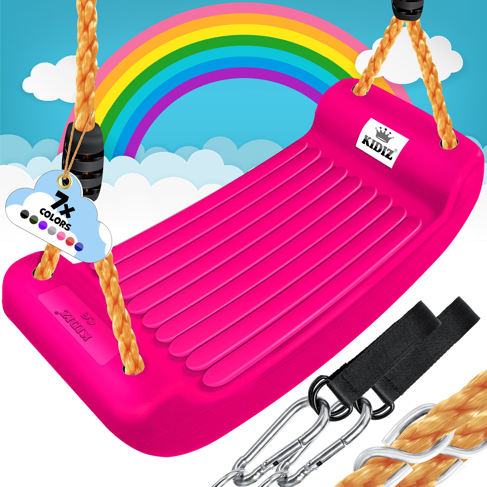 KIDIZ® Schaukel Kinderschaukel Set - Ink. Zubehör Schaukelsitz Schaukelbrett Garten Outdoor Indoor Brettschaukel für Kinder zum Schaukeln …