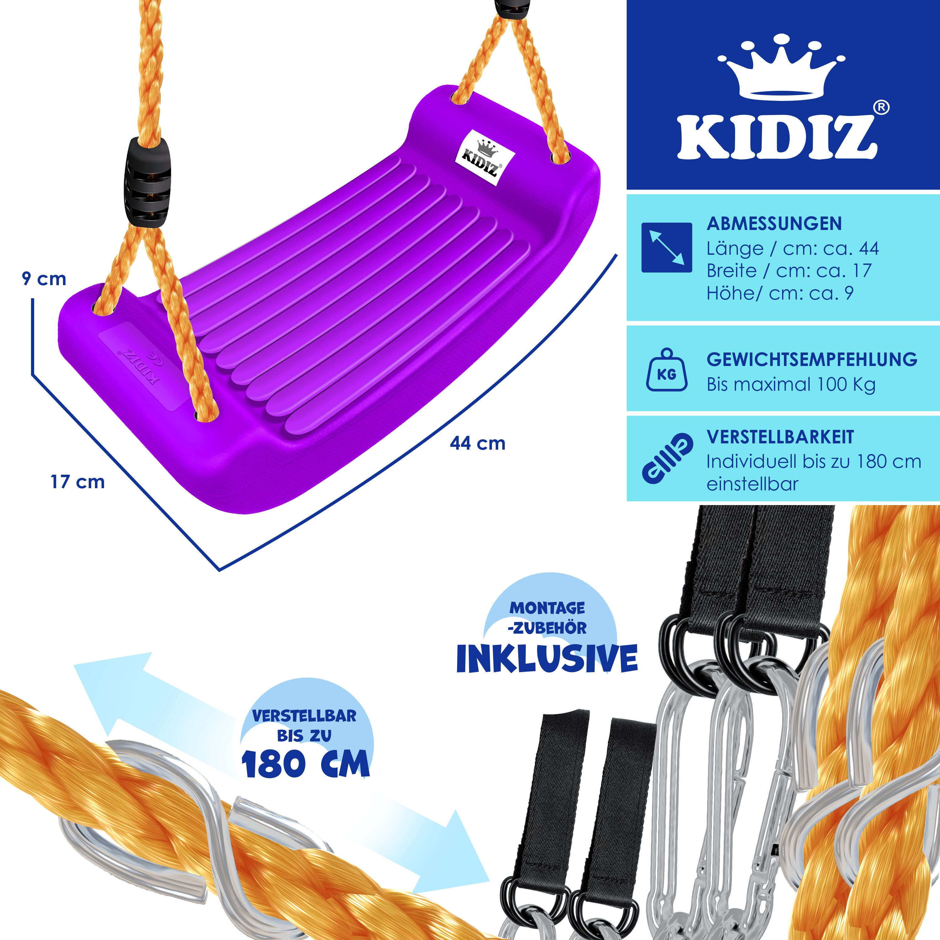 Set Mit 2 Schaukelhaken, Verstellbare Seillänge 150 Cm, Geeignet Für Holzbalken Mit Karabiner Schaukelhaken Fur Hangematten Und Yogastuhle Maximale Belastung 200 Kg 90988348