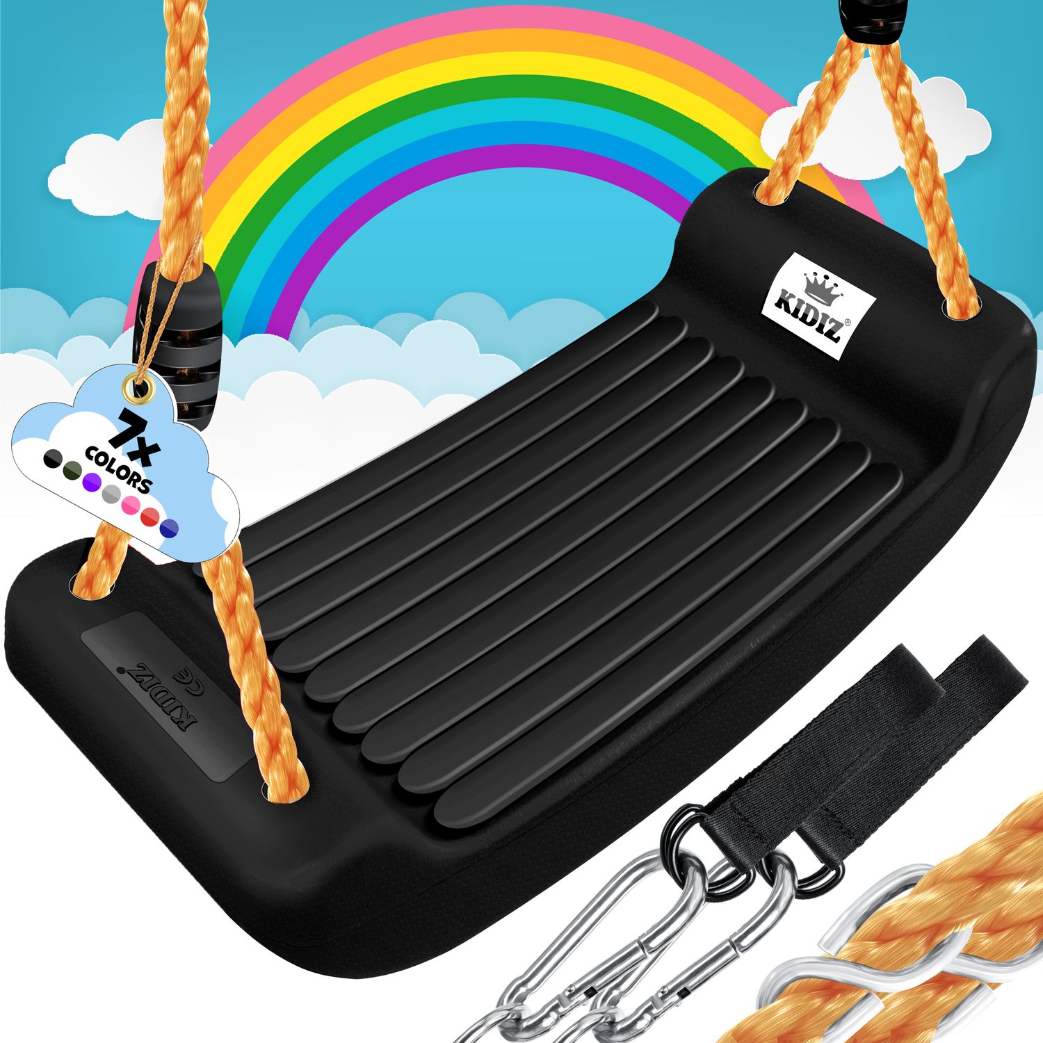 KIDIZ&reg; Schaukel Kinderschaukel Set - Ink. Zubeh&ouml;r Schaukelsitz Schaukelbrett Garten Outdoor Indoor Brettschaukel f&uuml;r Kinder zum Schaukeln aus Kunststoff H&ouml;henverstellbar Rutschfest 