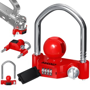 MASKO® Anhängerschloss Zahlenschloss mit 4 Stellig Code für gängige Anhängerkupplung Anhängerkugelsperrkupplung einfache Montage Diebstahlschutz Wohnwagen Anhänger Abschleppsperre Stahlbügel 