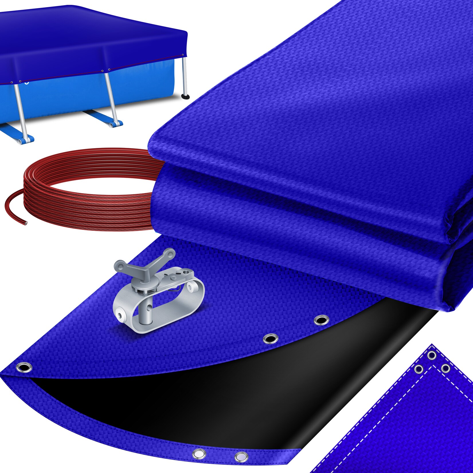 ® Solar Poolabdeckung Pool Abdeckplane   Poolplane aus /m² PE Material Inkl. Stahlseil + Seilspanner mit ösen Solarplane Abdeckung UV-resistente Sommer & Winter
