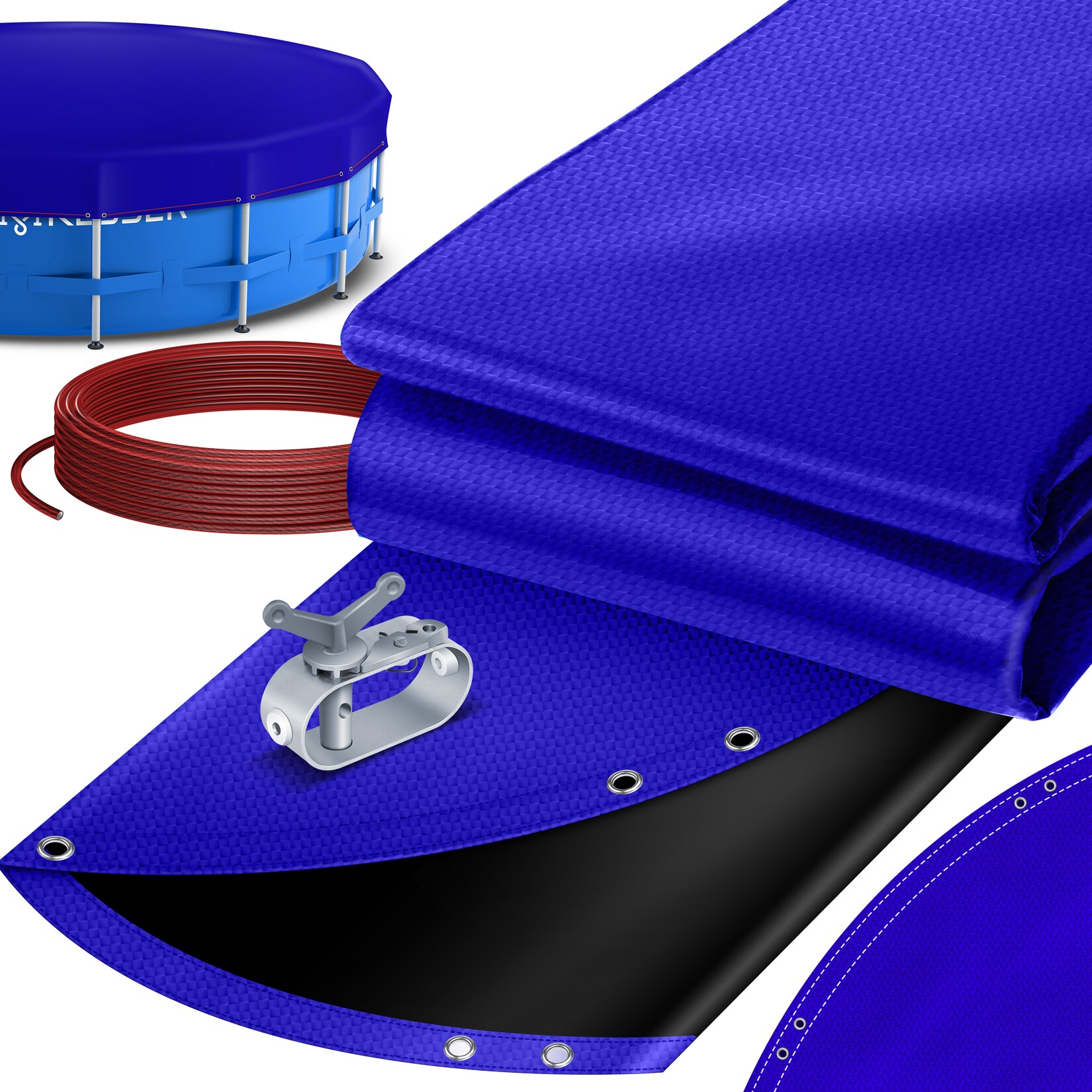 ® Solar Poolabdeckung Pool Abdeckplane   Poolplane aus /m² PE Material Inkl. Stahlseil + Seilspanner mit ösen Solarplane Abdeckung UV-resistente Sommer & Winter